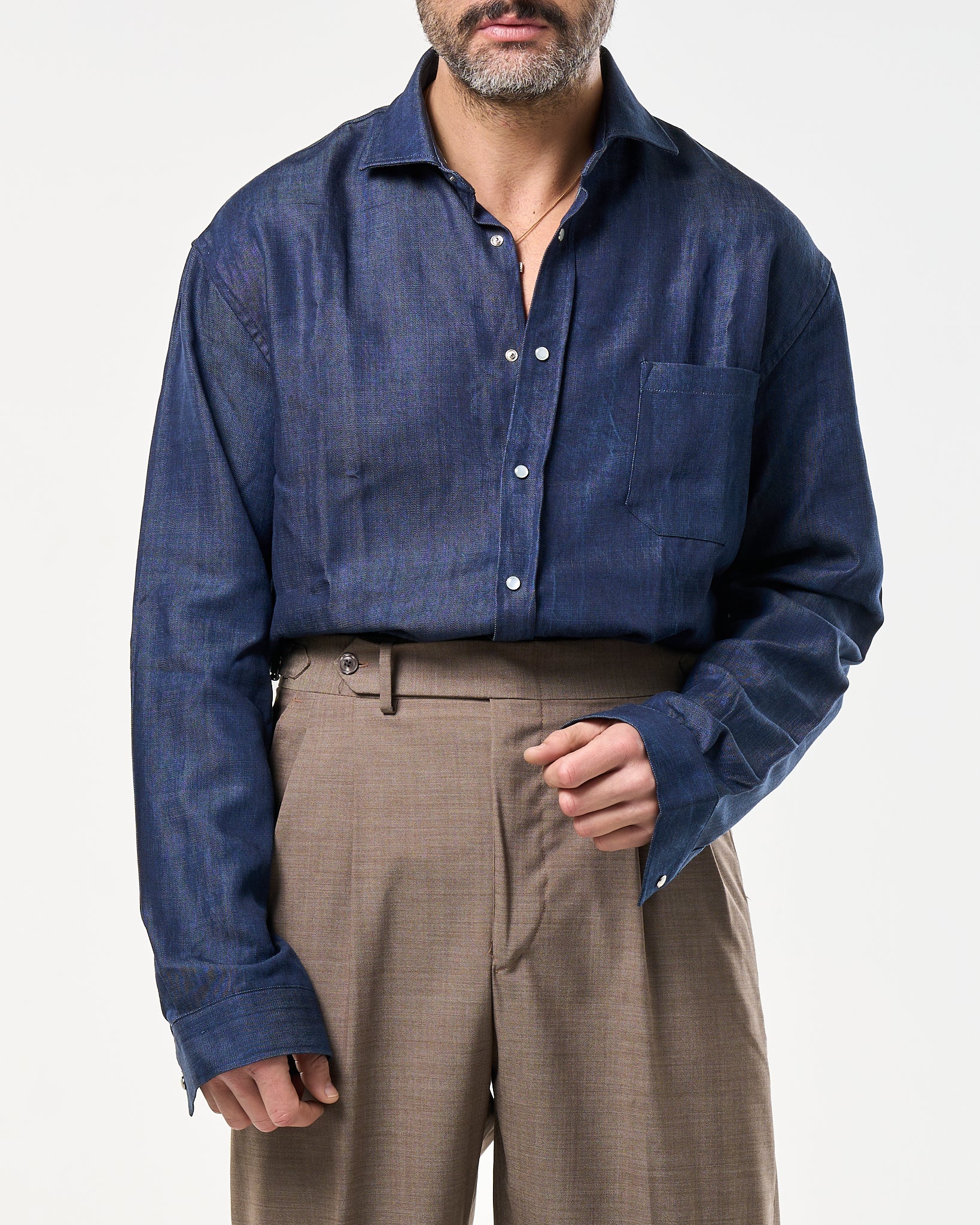 Camicia Oversize con Taschino Lavaggio Zero