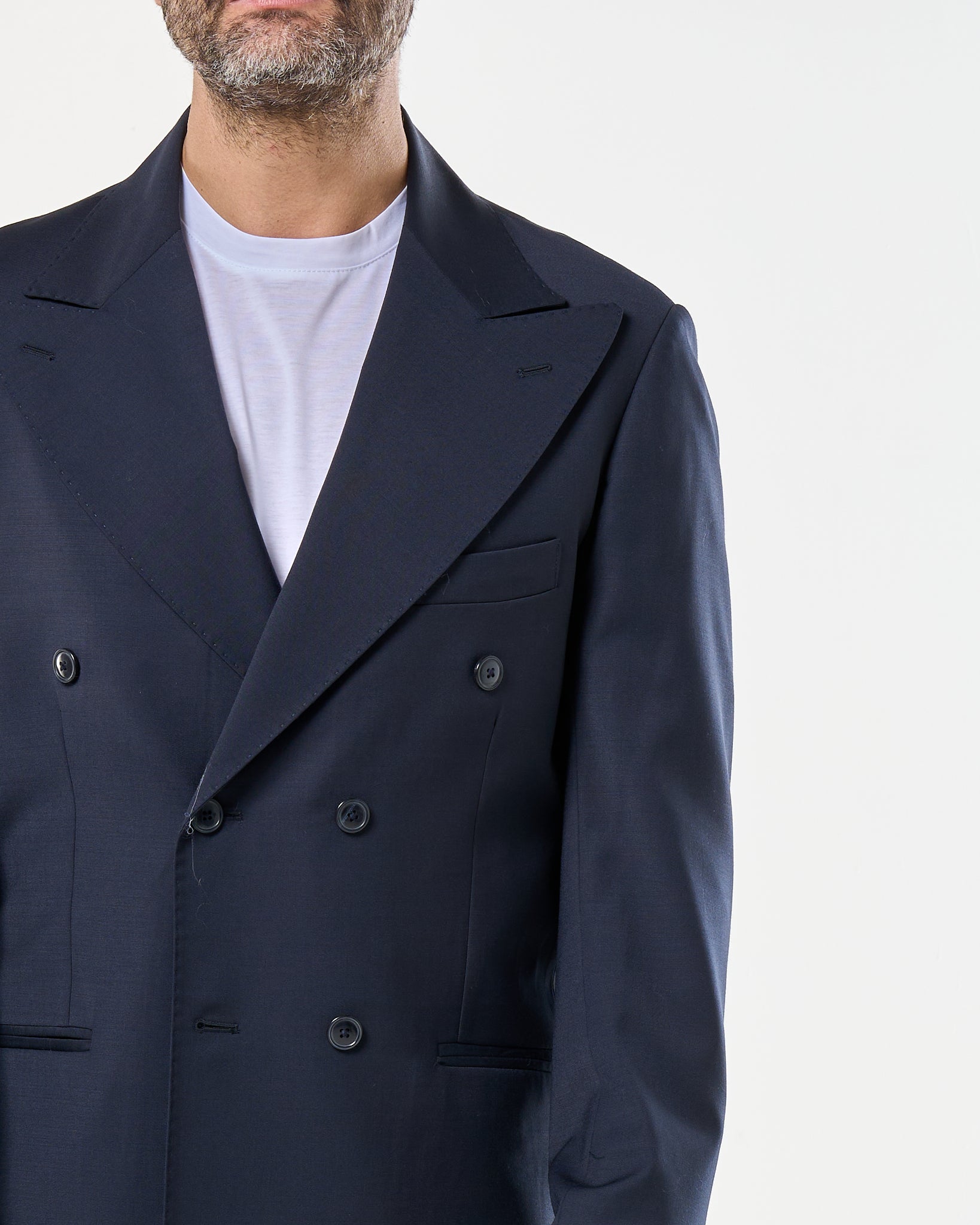 Giacca Doppiopetto Abbottonatura Centrale con Rever a Lancia Blu Napoli