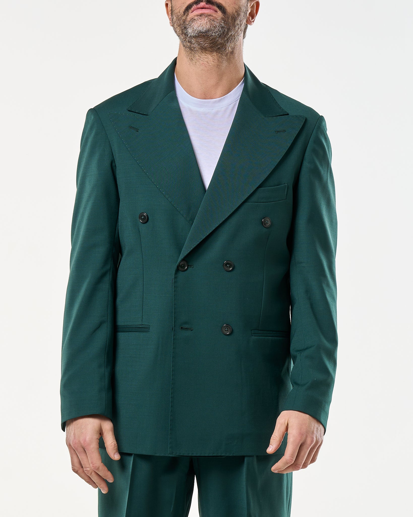 Giacca Doppiopetto Abbottonatura Centrale con Rever a Lancia Verde Smeraldo Miami