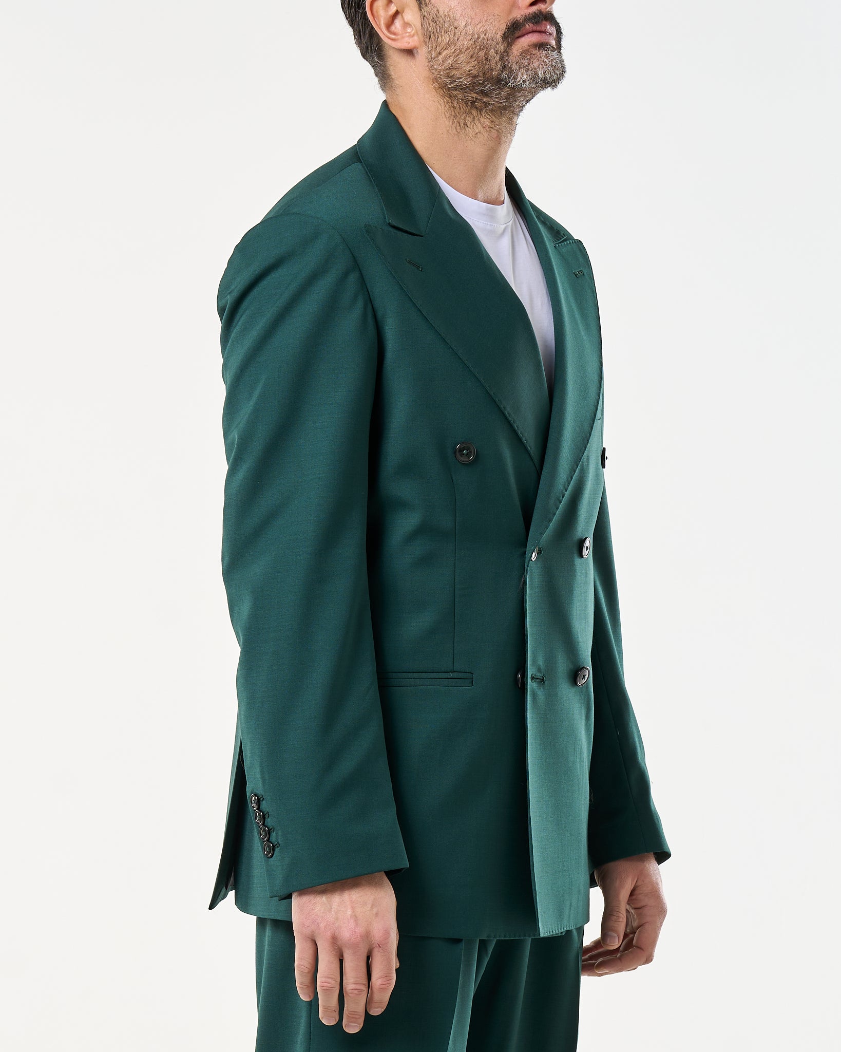 Giacca Doppiopetto Abbottonatura Centrale con Rever a Lancia Verde Smeraldo Miami