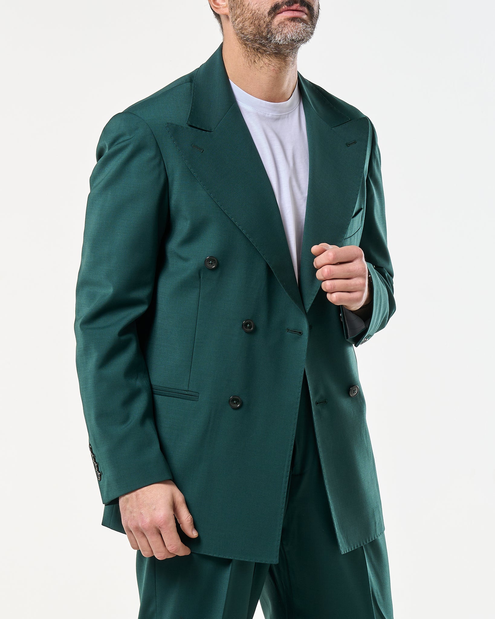 Giacca Doppiopetto Abbottonatura Centrale con Rever a Lancia Verde Smeraldo Miami