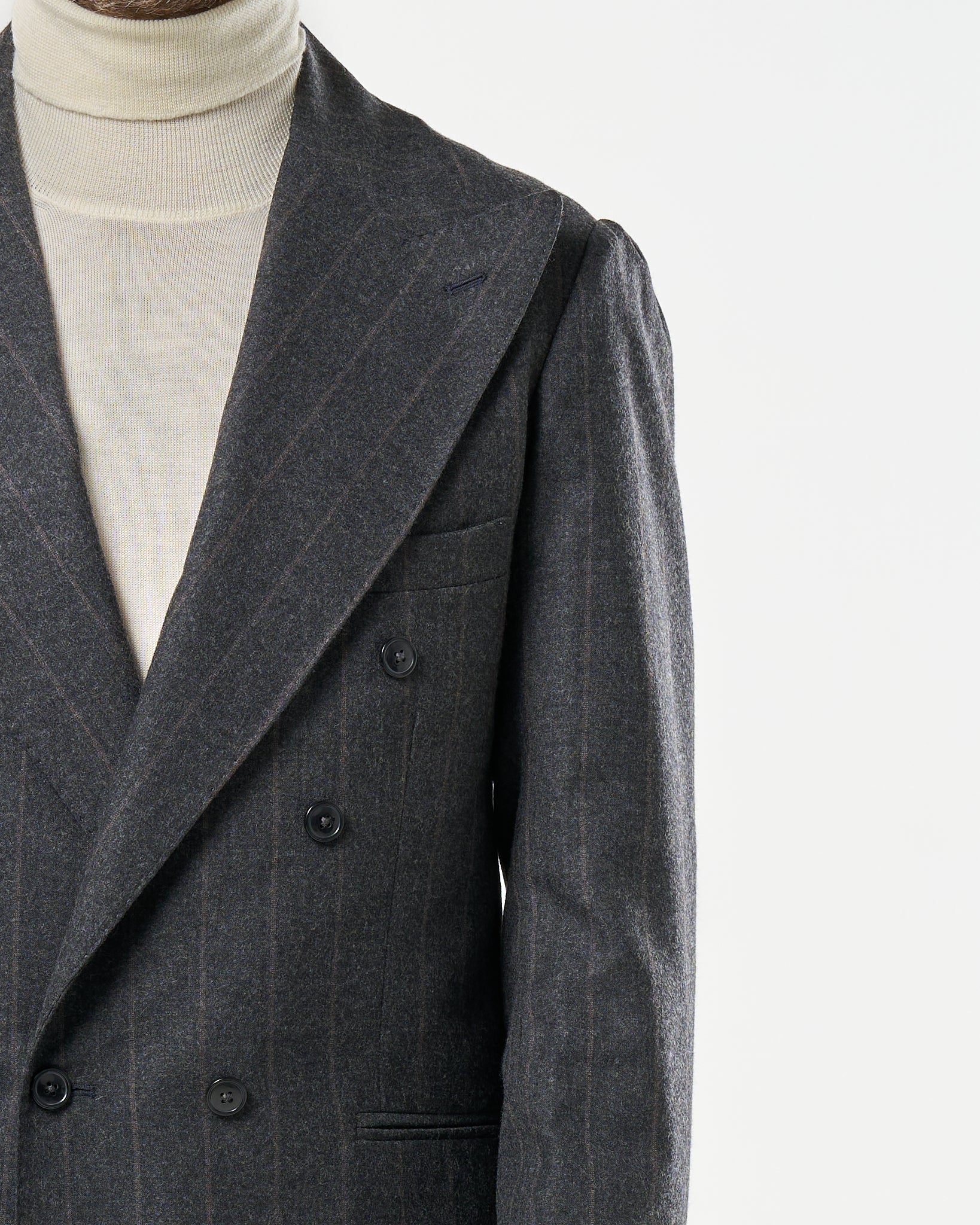 Giacca Jocket in Lana Gessato Grigio Scuro e Beige Bellagio