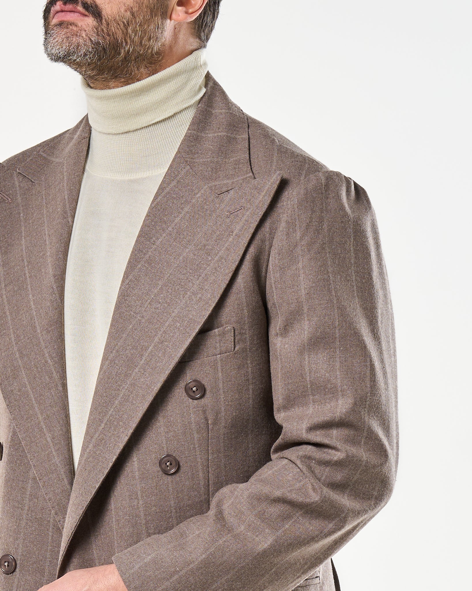 Giacca Jocket in Lana Gessato Moro e Panna Vietri