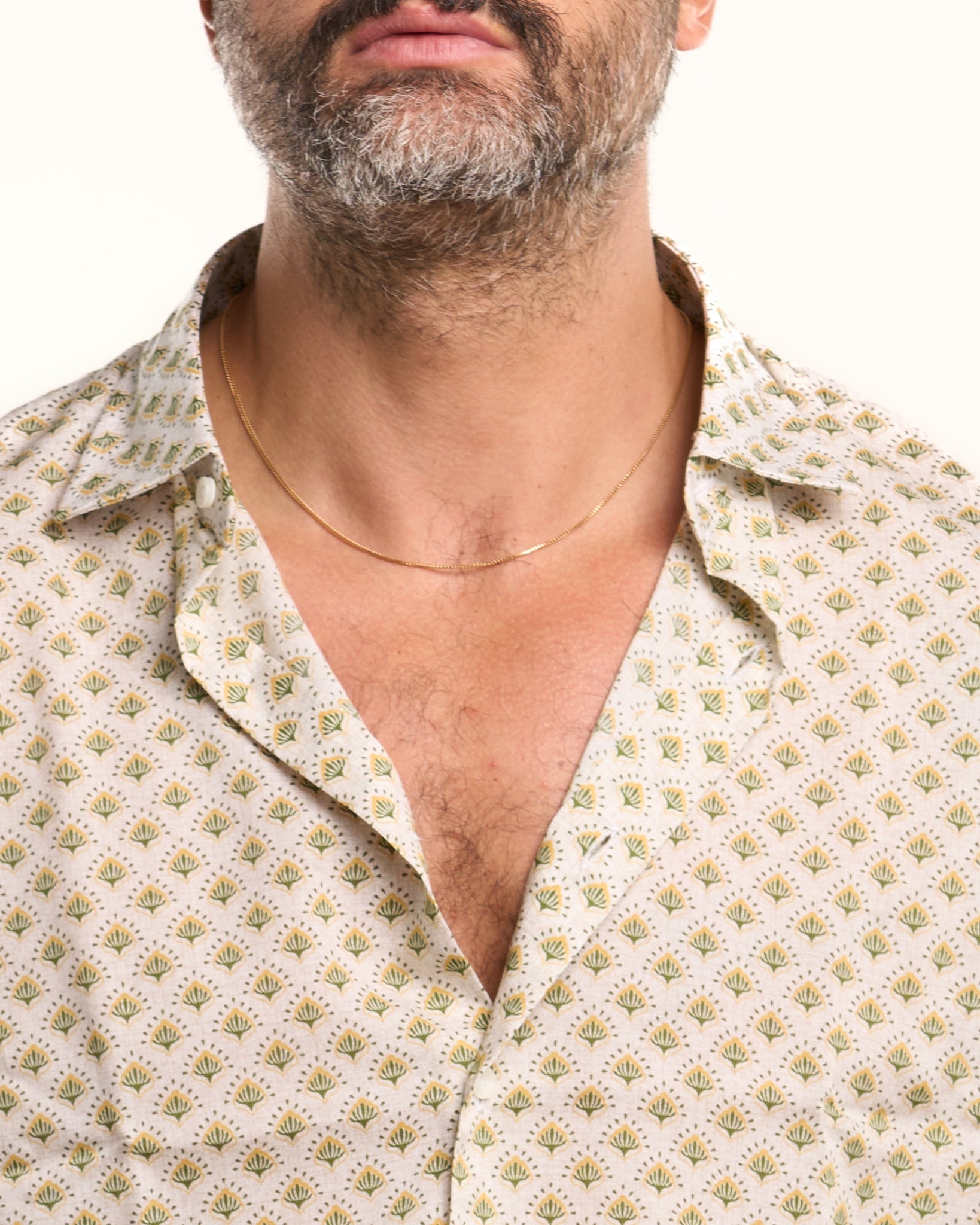 Camicia Oversize in Mussola di Cotone a Fantasia con Fiore Verde