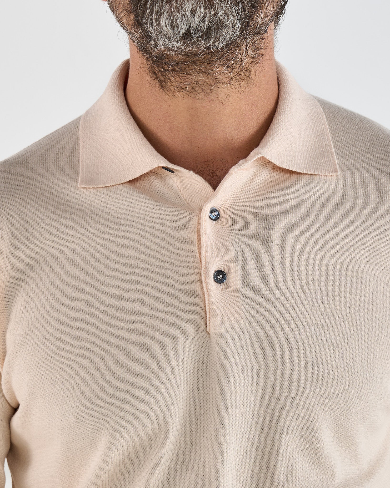 Polo Manica Lunga Tre Bottoni Cipria
