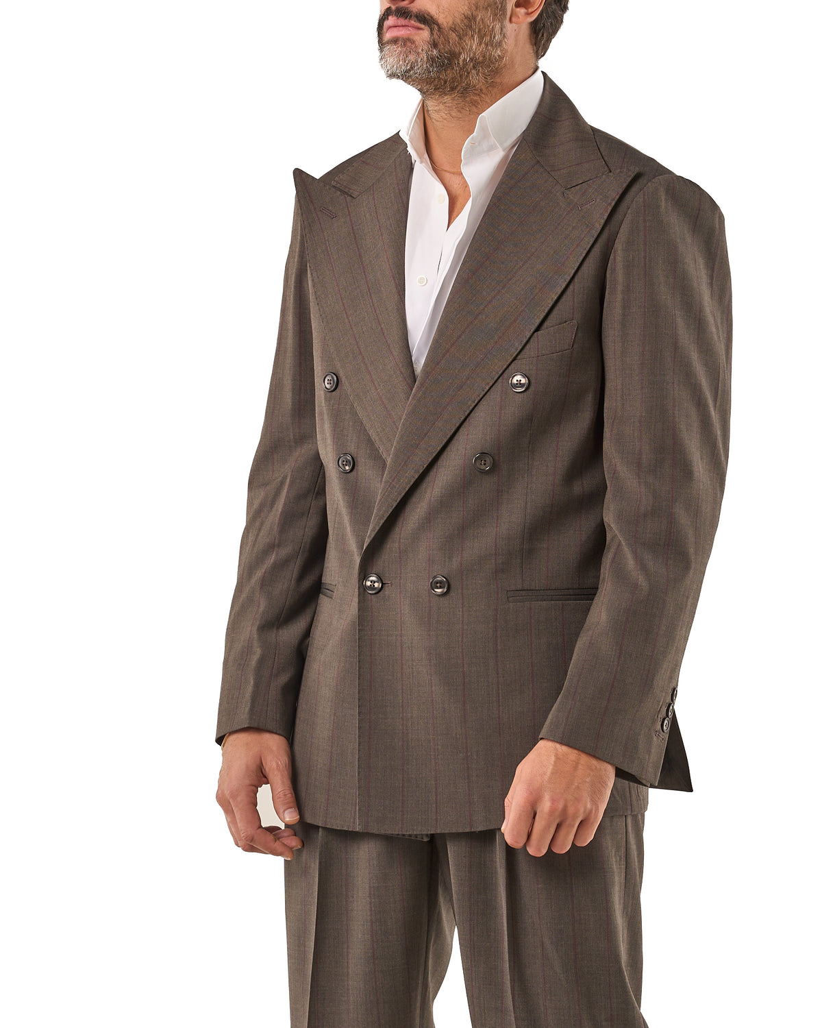Chaqueta de rayas diplomáticas en marrón oscuro y burdeos