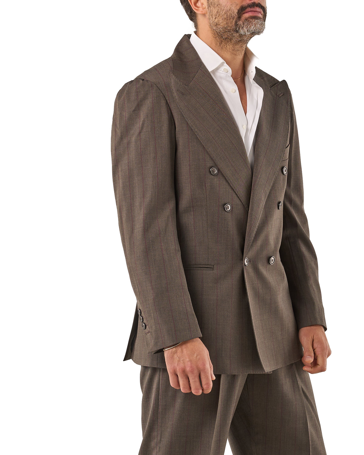 Chaqueta de rayas diplomáticas en marrón oscuro y burdeos