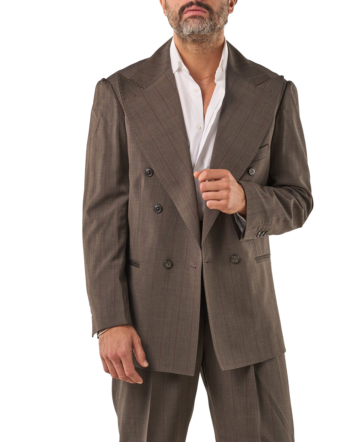 Chaqueta de rayas diplomáticas en marrón oscuro y burdeos