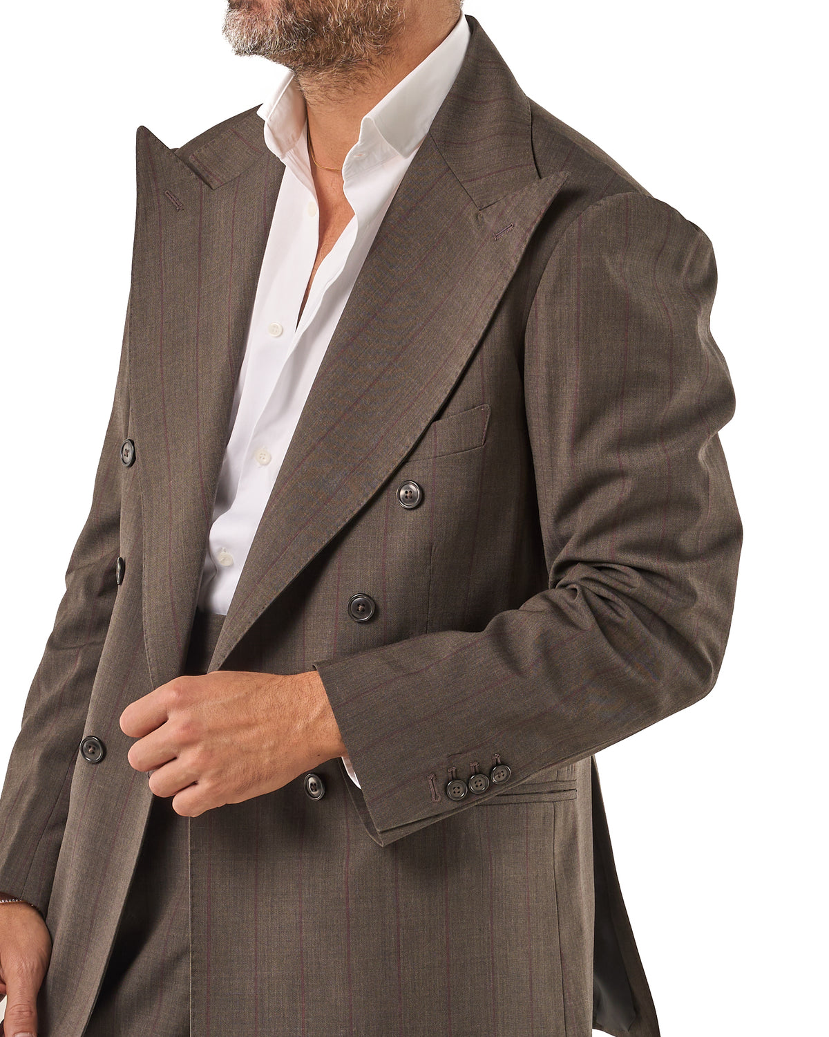 Chaqueta de rayas diplomáticas en marrón oscuro y burdeos
