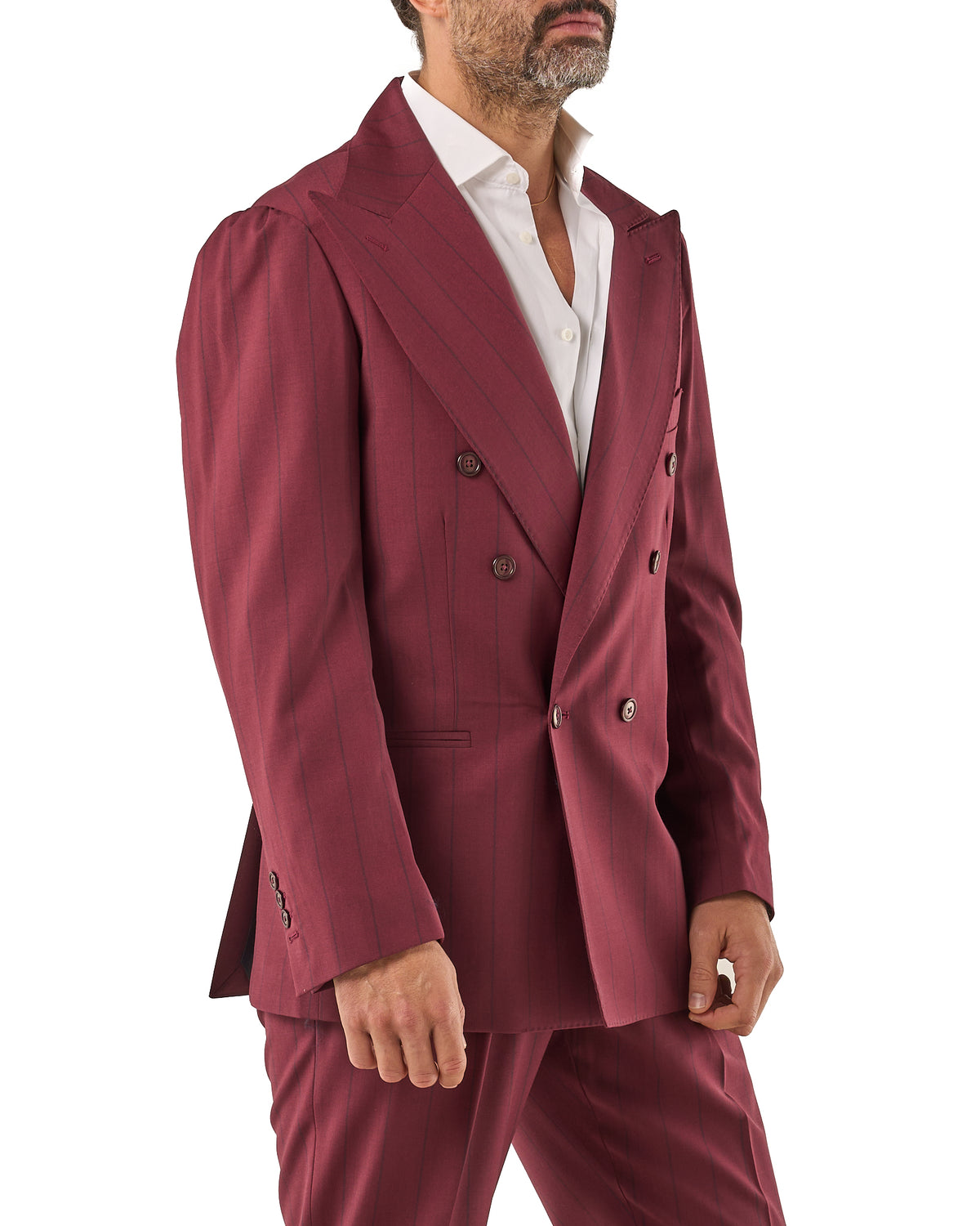 Chaqueta burdeos de raya diplomática con raya azul