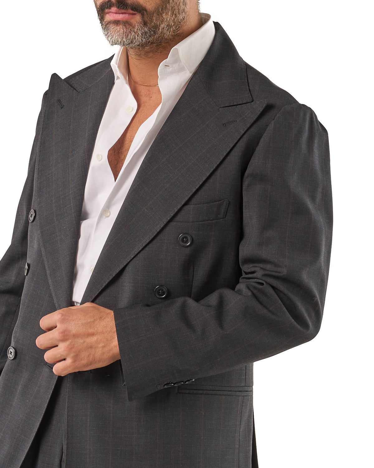 Jocket Smoke-grey pinstripe jacket with dark brown stripes