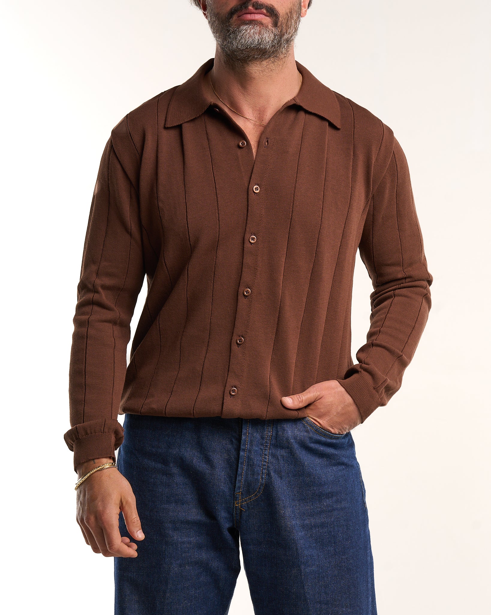 Henley Knit Blue Sweater
