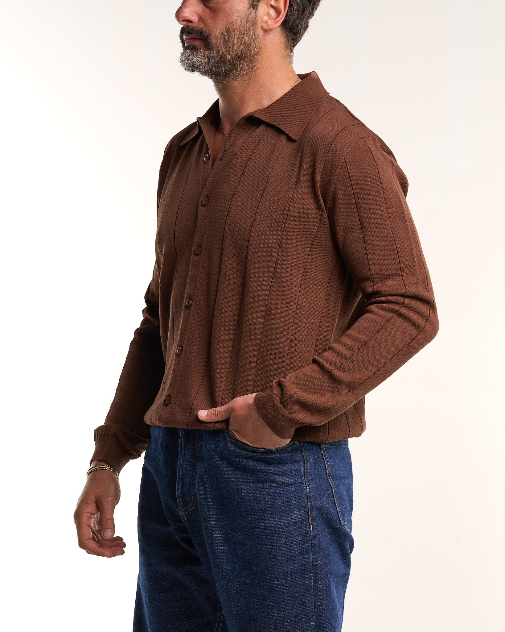 Henley Knit Blue Sweater