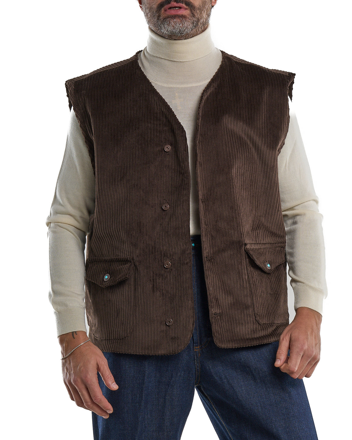 Oversized Dark Brown Velvet Vest