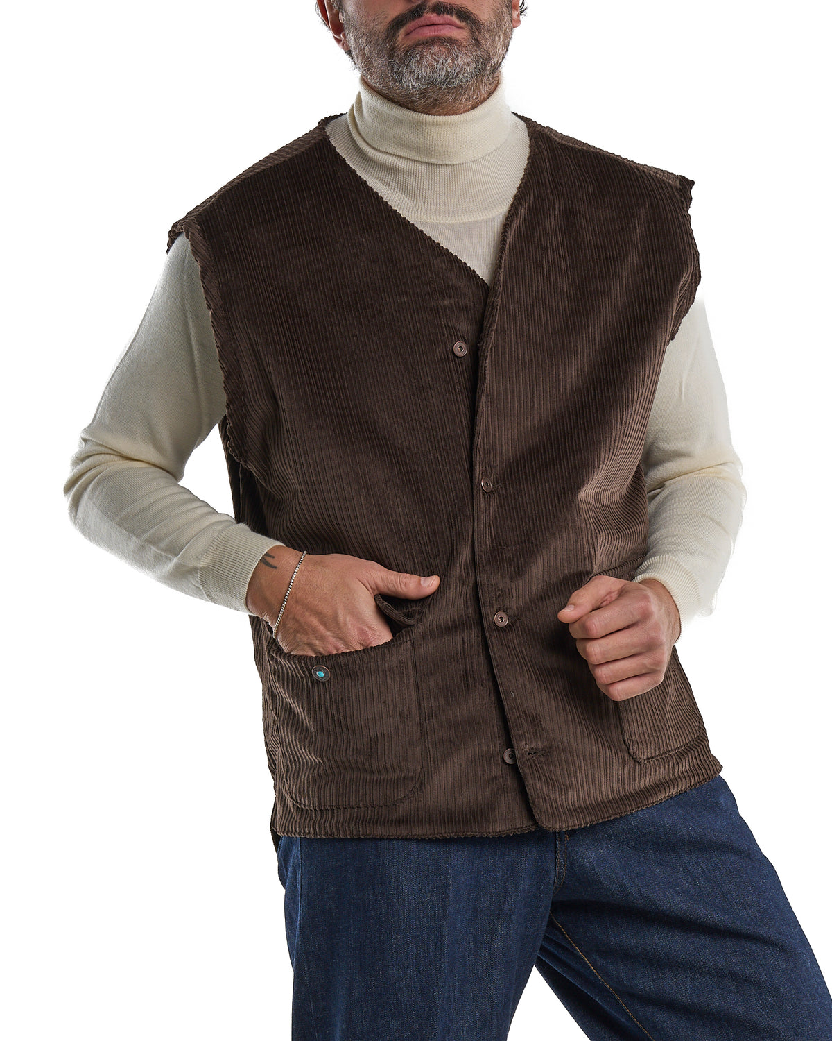 Oversized Dark Brown Velvet Vest