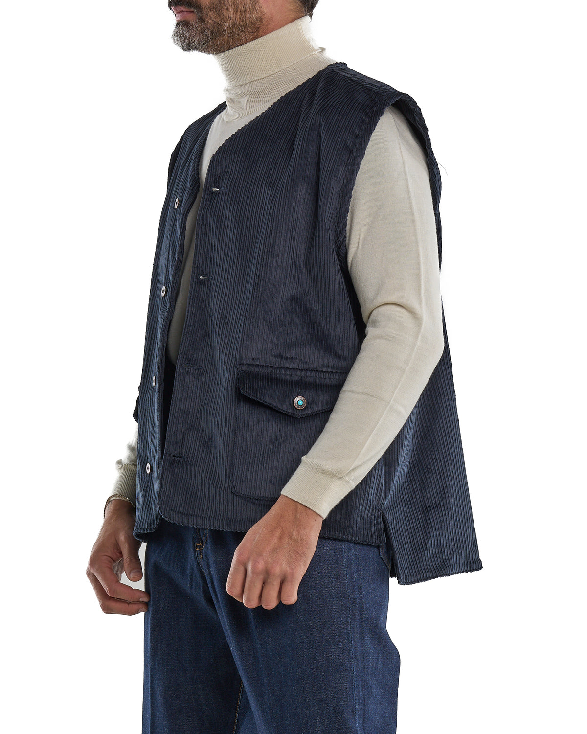 Oversized Blue Velvet Vest