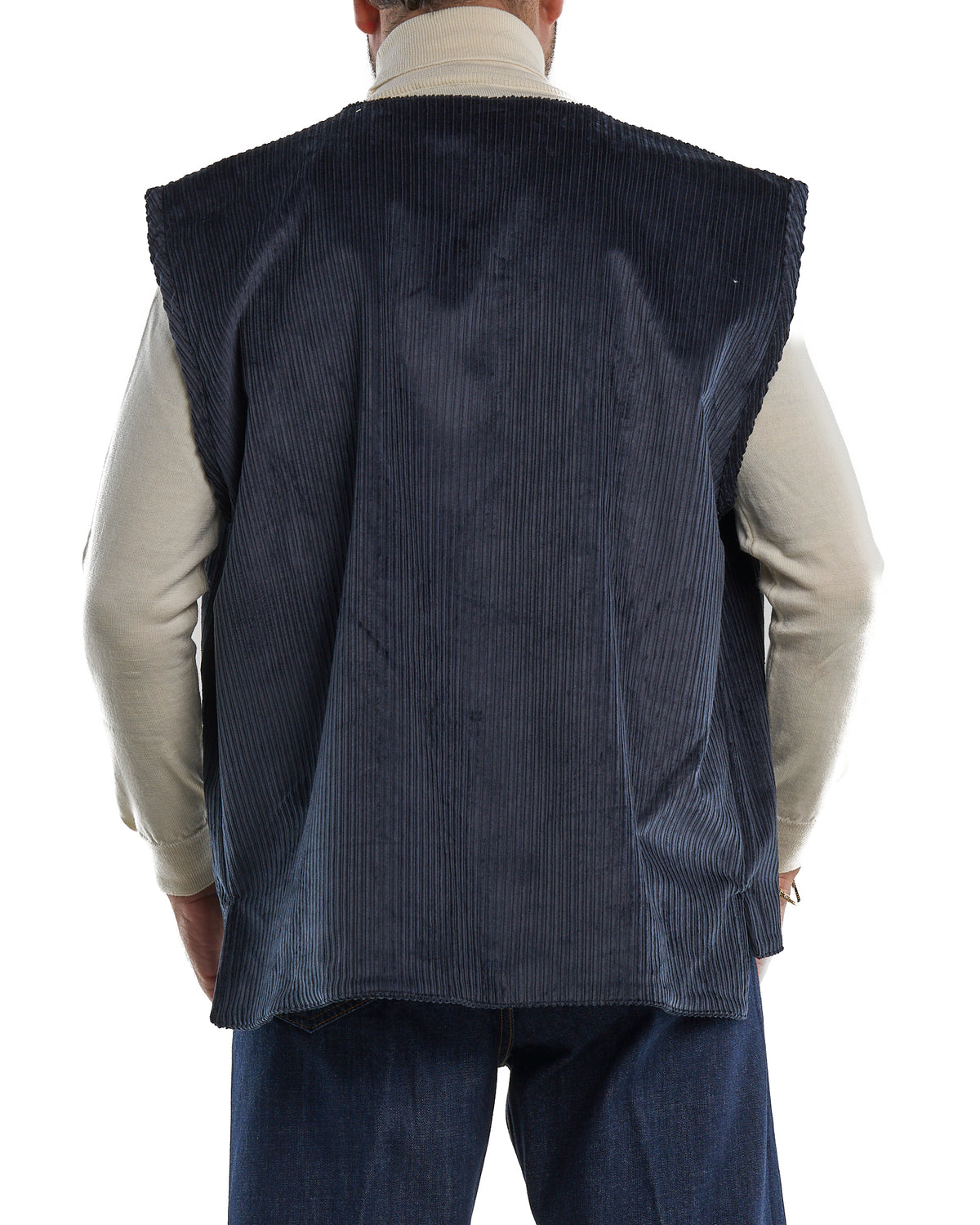 Oversized Blue Velvet Vest
