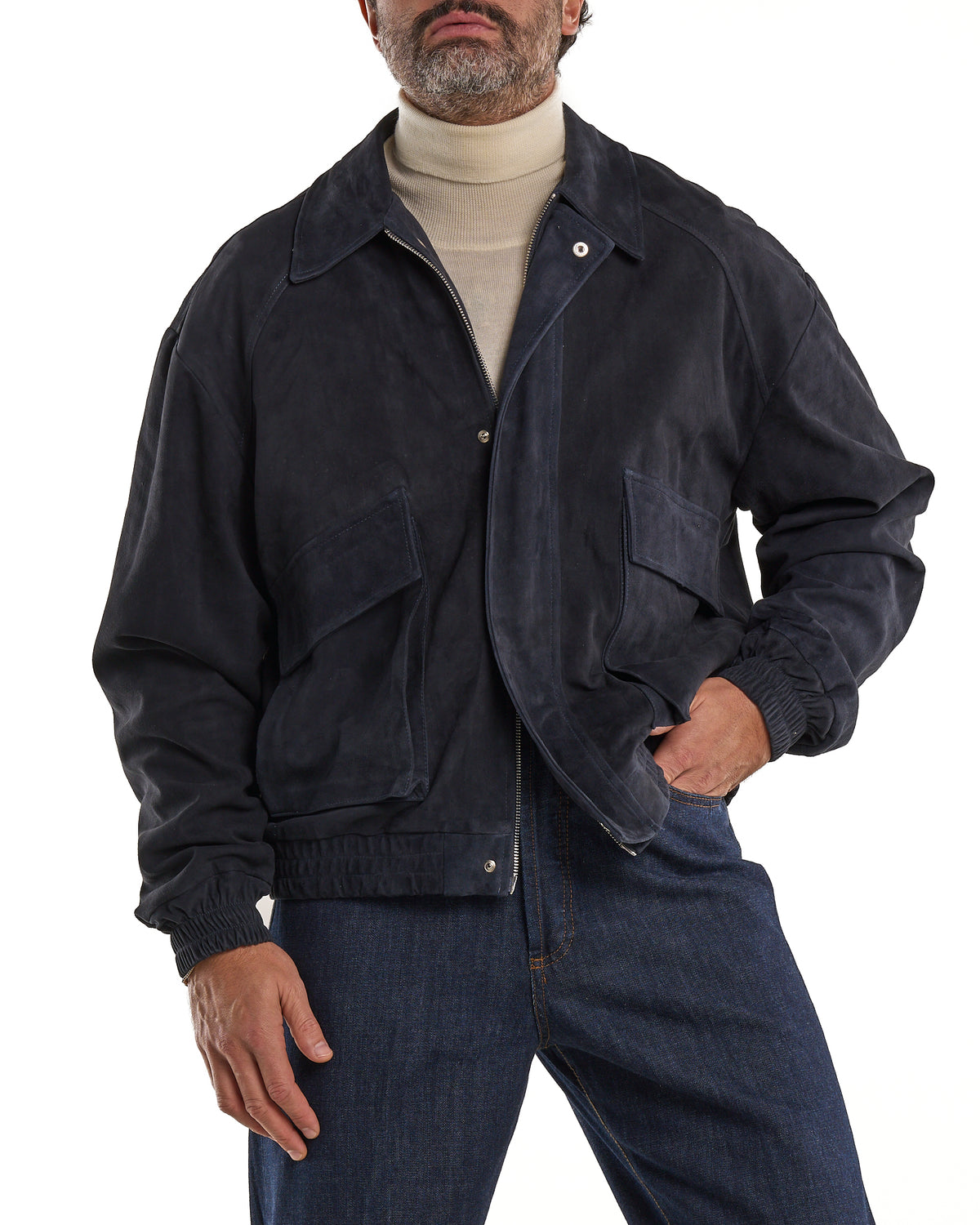 Blue Oversize Suede Jacket