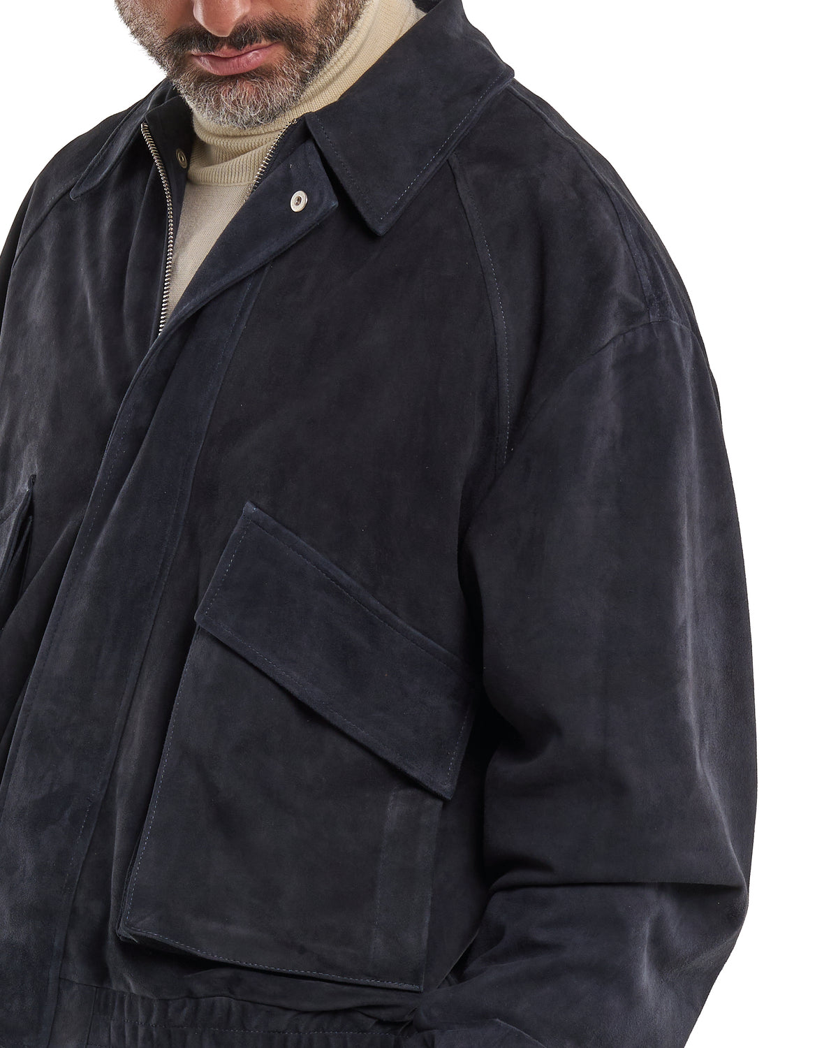 Blue Oversize Suede Jacket