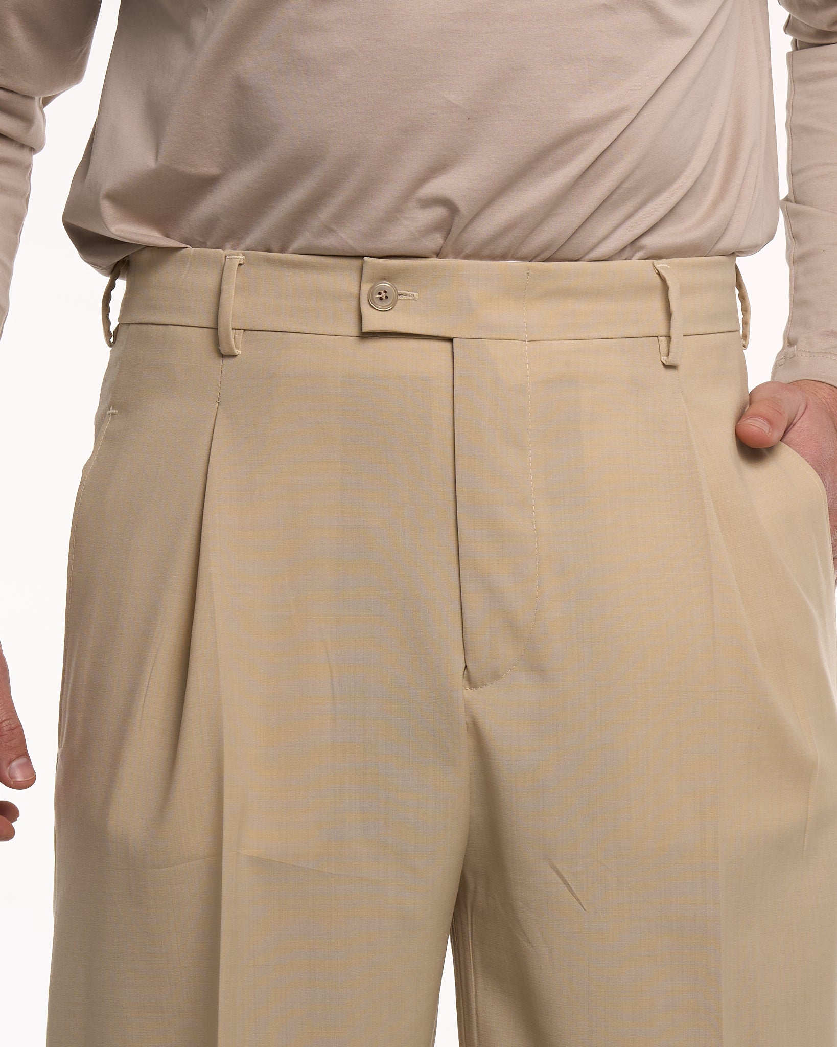 Pantalone Fondo Ampio Senza Piega Vaniglia Havana