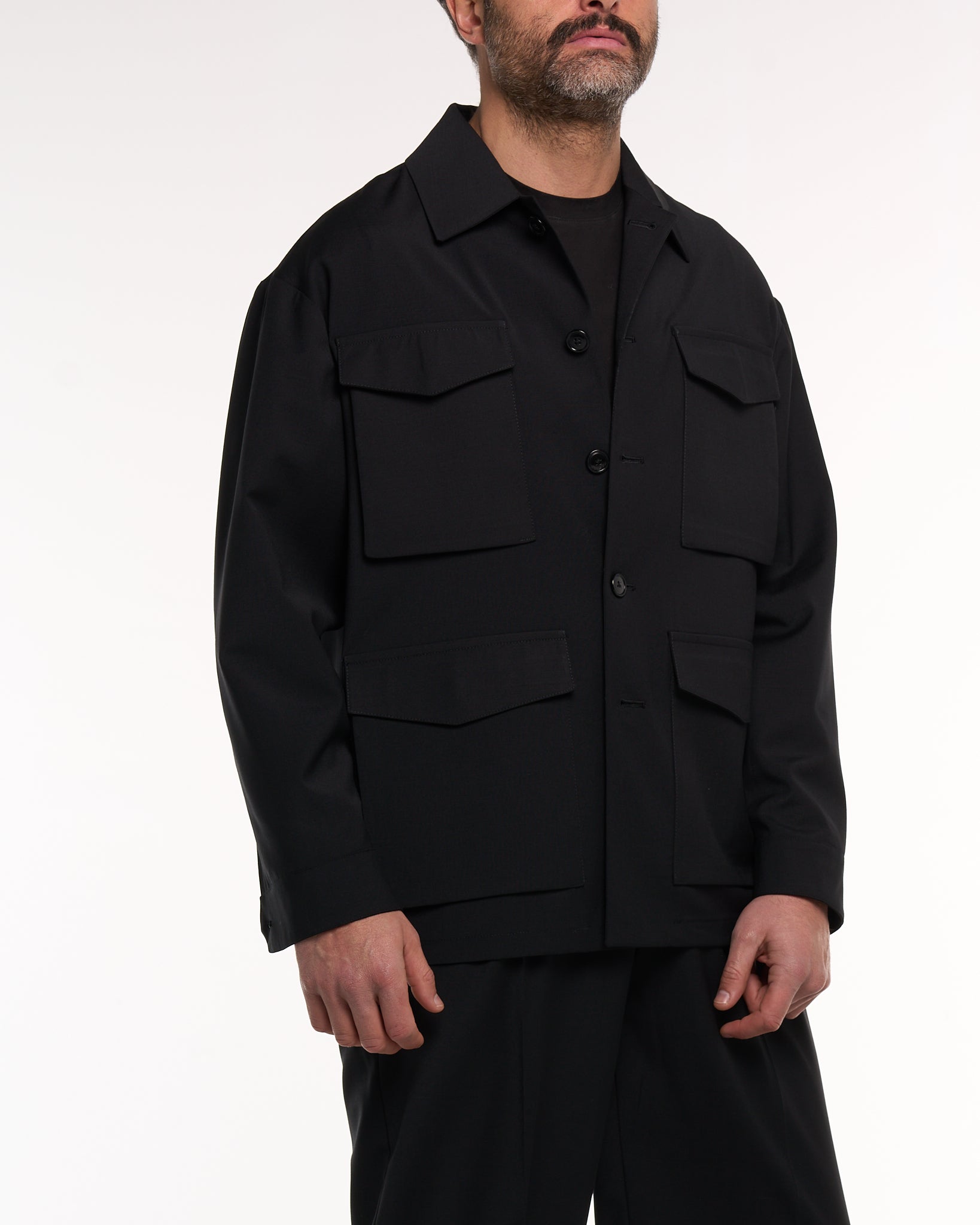 Giacca Safari con Tasconi Nero Milano