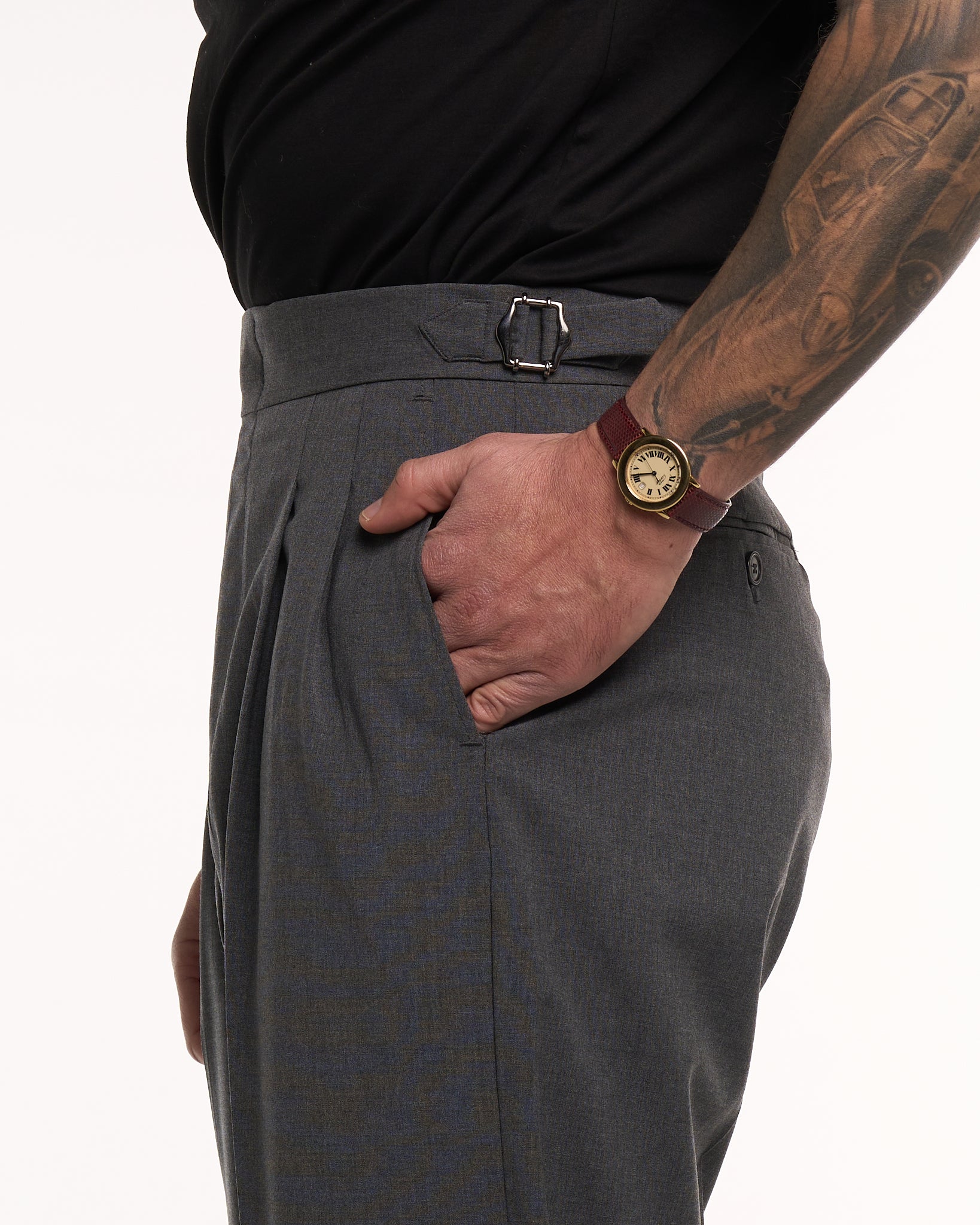 Pantalone Fondo Ampio e Fibbie Laterali Piombo Copenaghen