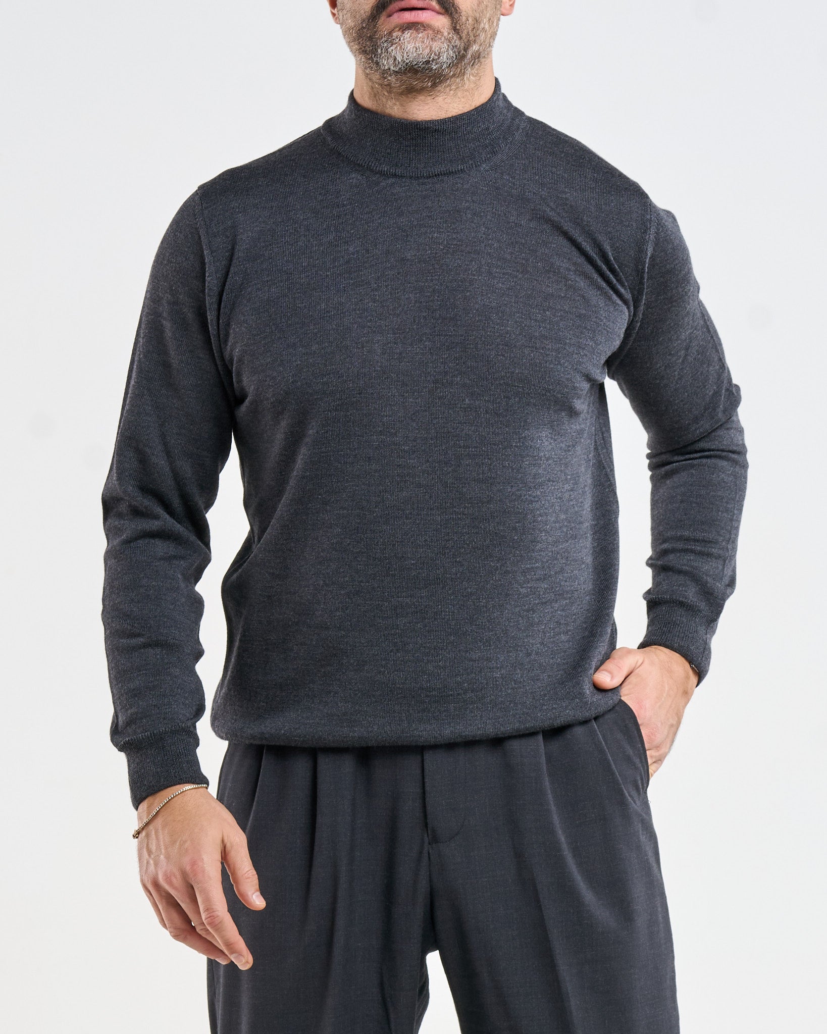 Mezzocollo in 100% Lana Merinos Grigio