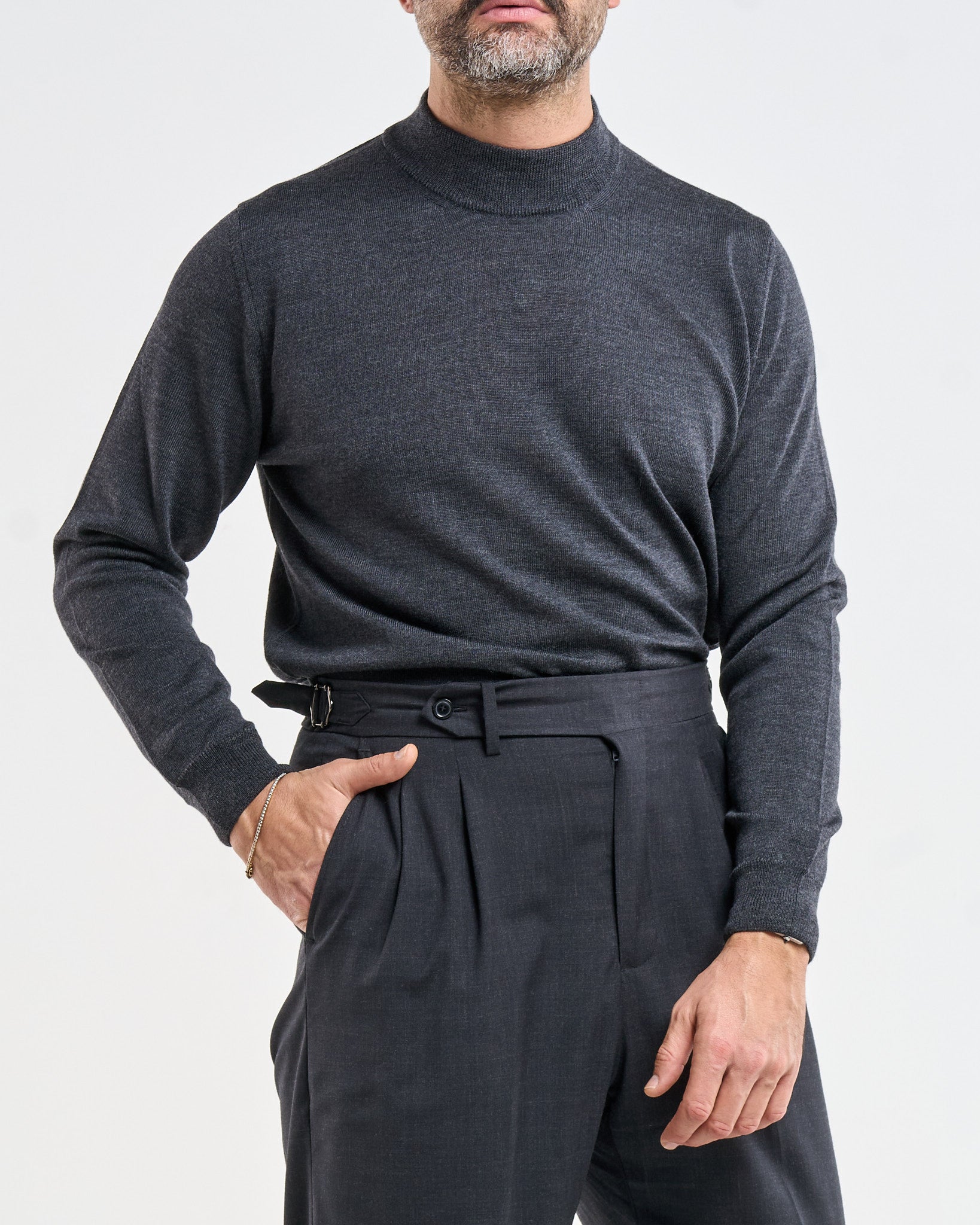 Mezzocollo in 100% Lana Merinos Grigio