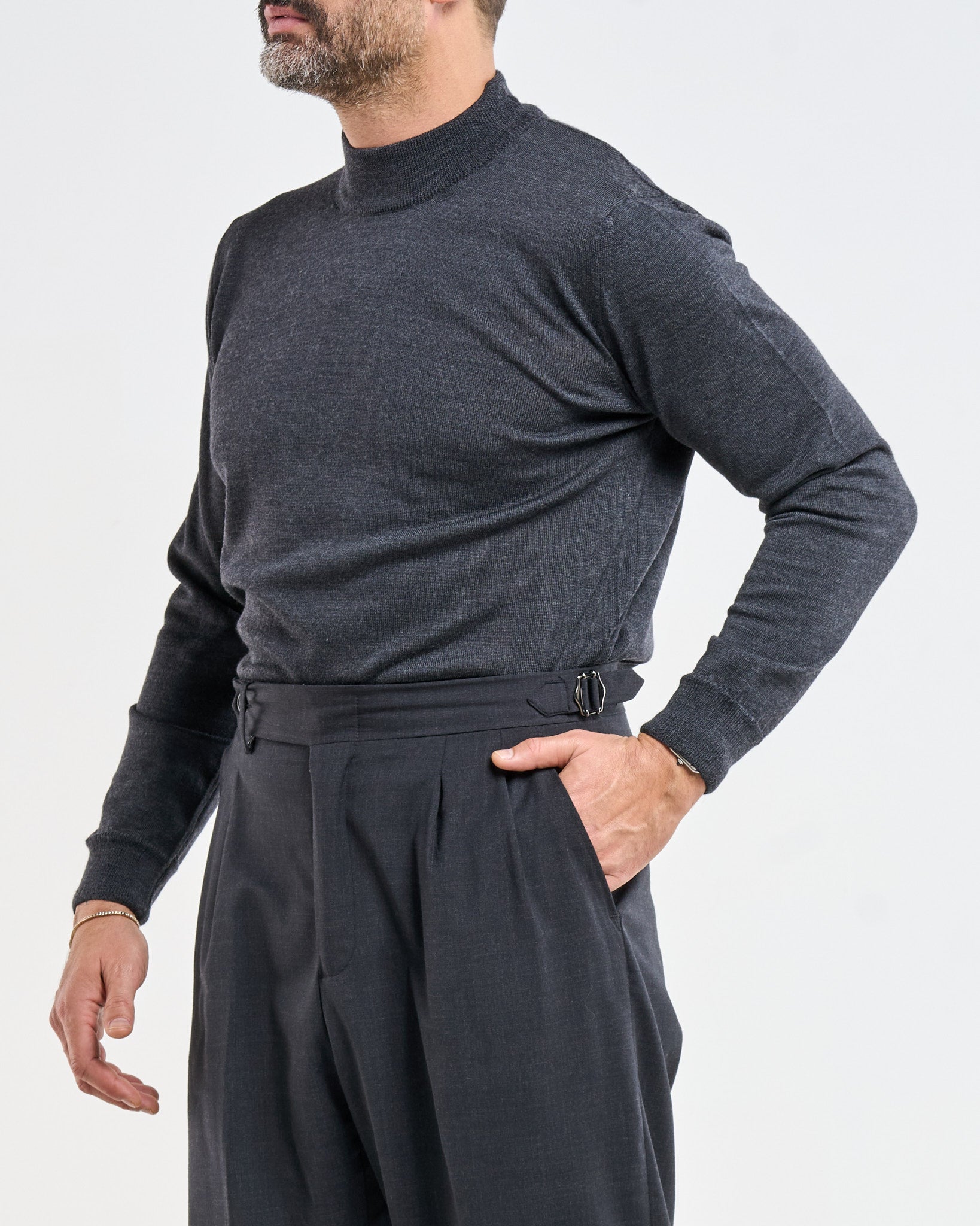 Mezzocollo in 100% Lana Merinos Grigio