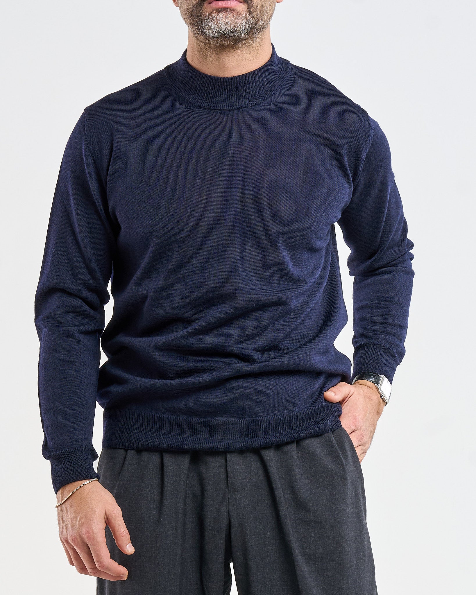 Mezzocollo in 100% Lana Merinos Blu