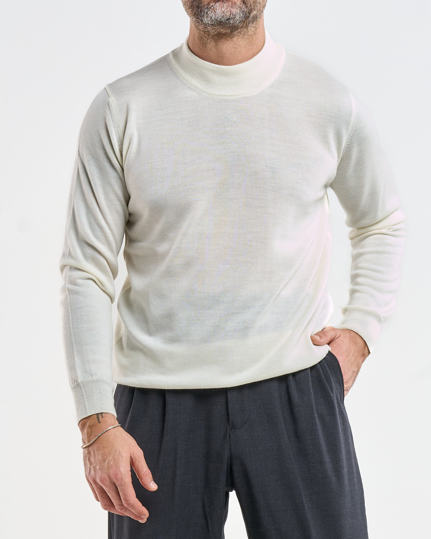 Mezzocollo in 100% Lana Merinos Panna