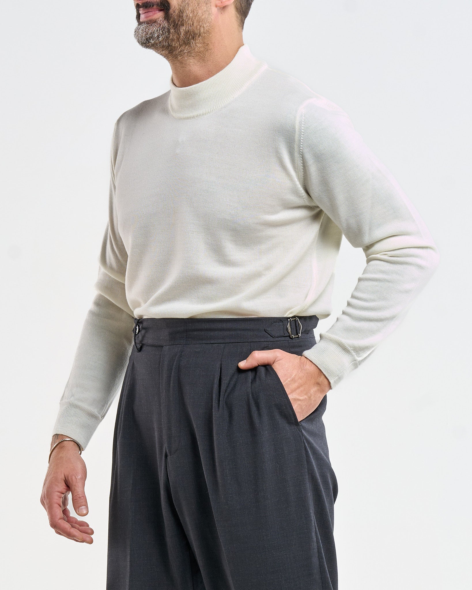 Mezzocollo in 100% Lana Merinos Panna