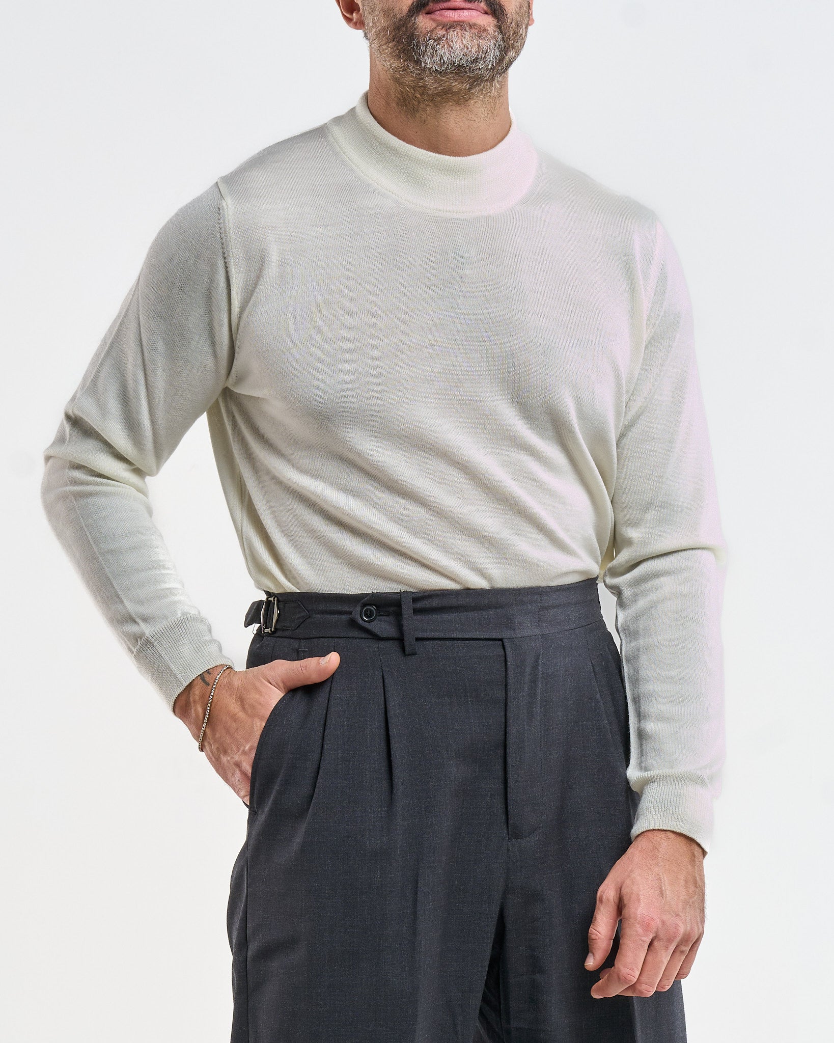 Mezzocollo in 100% Lana Merinos Panna