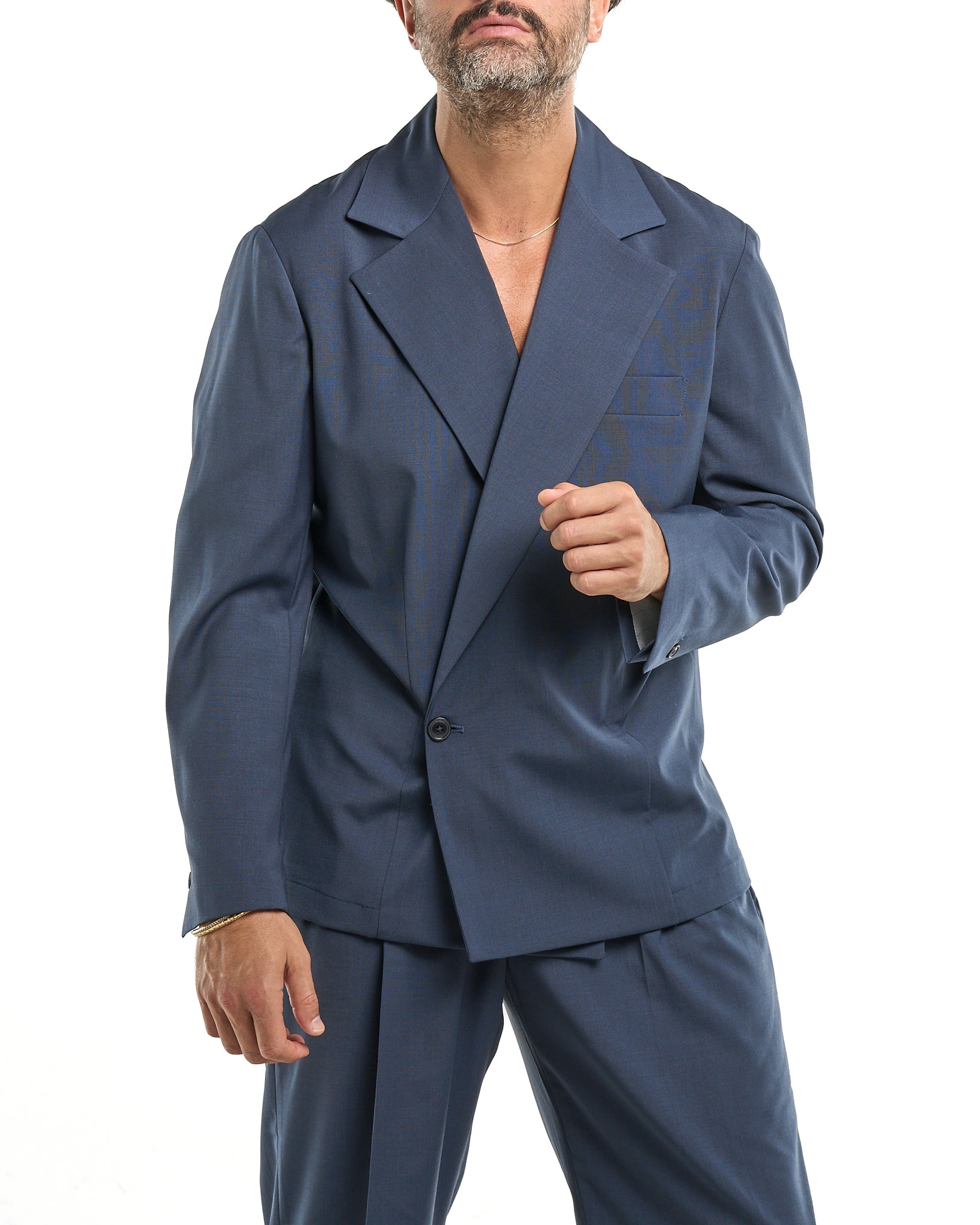 Chaqueta camisera cruzada azul Nápoles