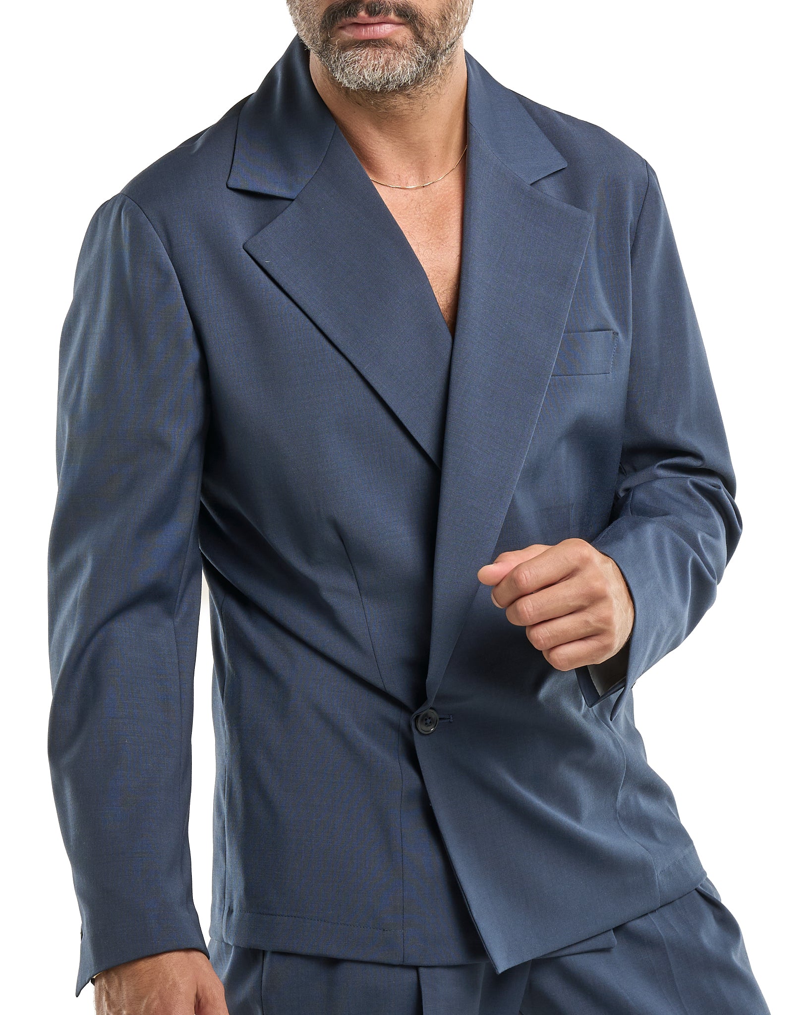 Chaqueta camisera cruzada azul Nápoles