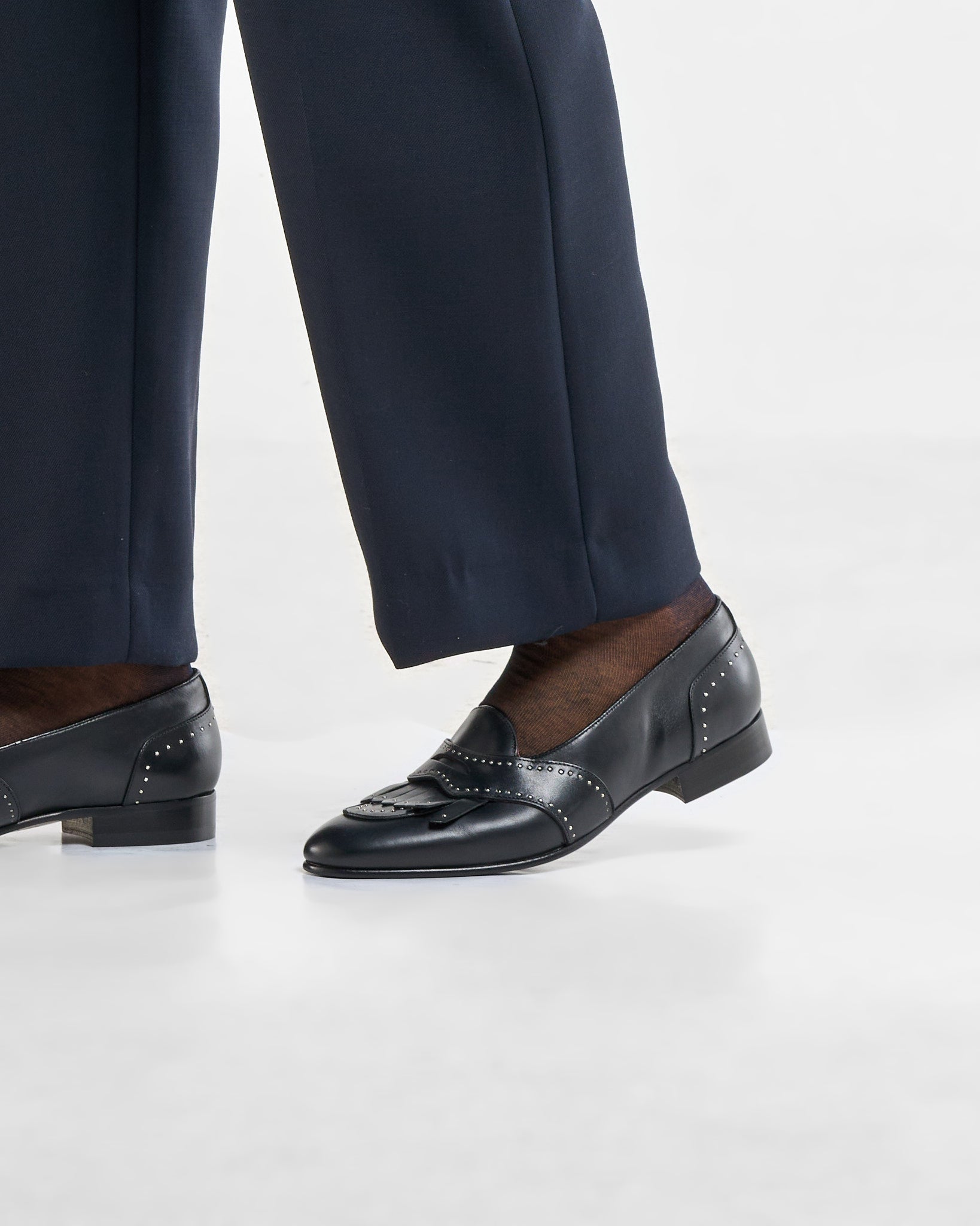 Pantalone Fondo Ampio Senza Piega Diagonale Blu