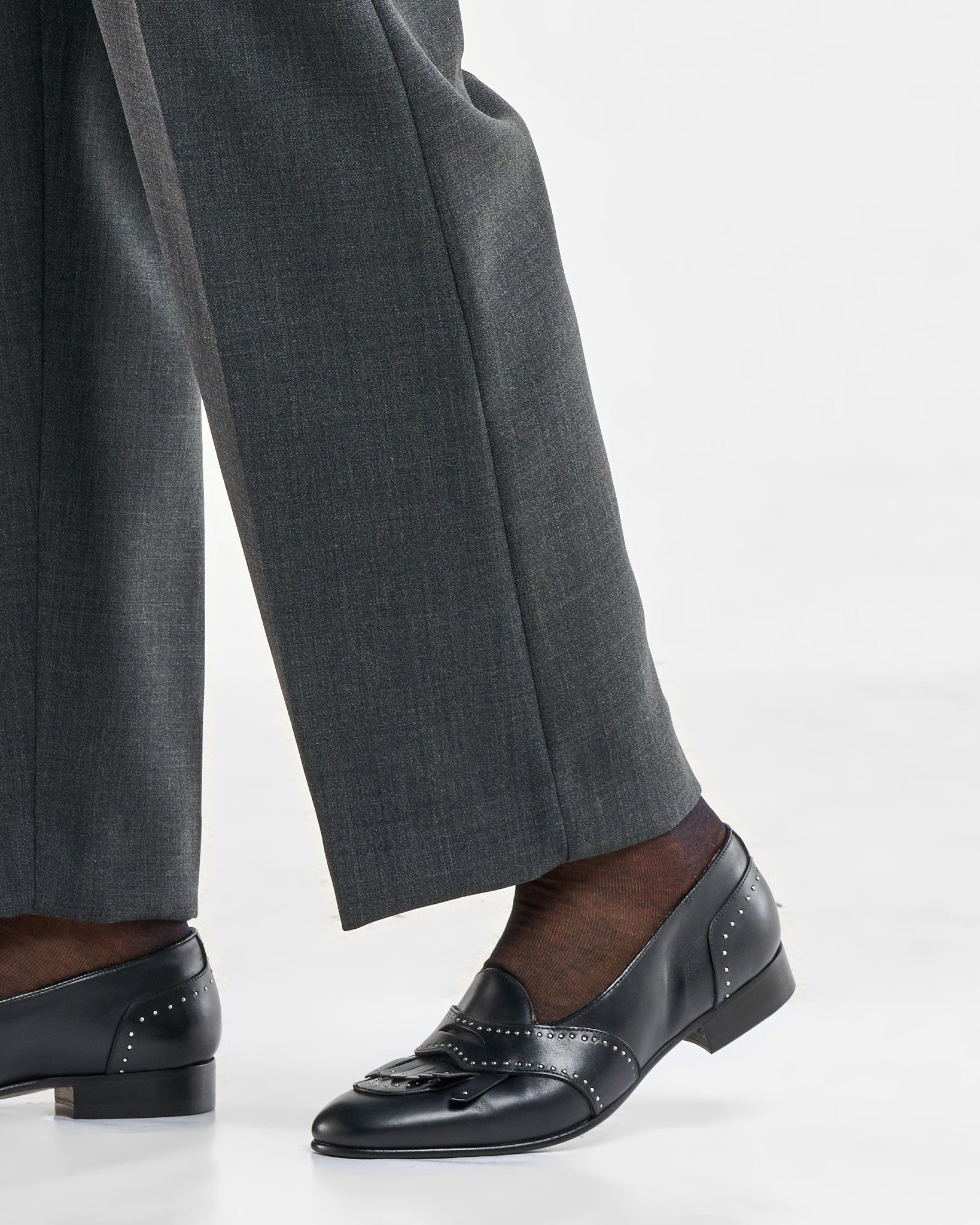 Pantalone Fondo Ampio Senza Piega Diagonale Grigio