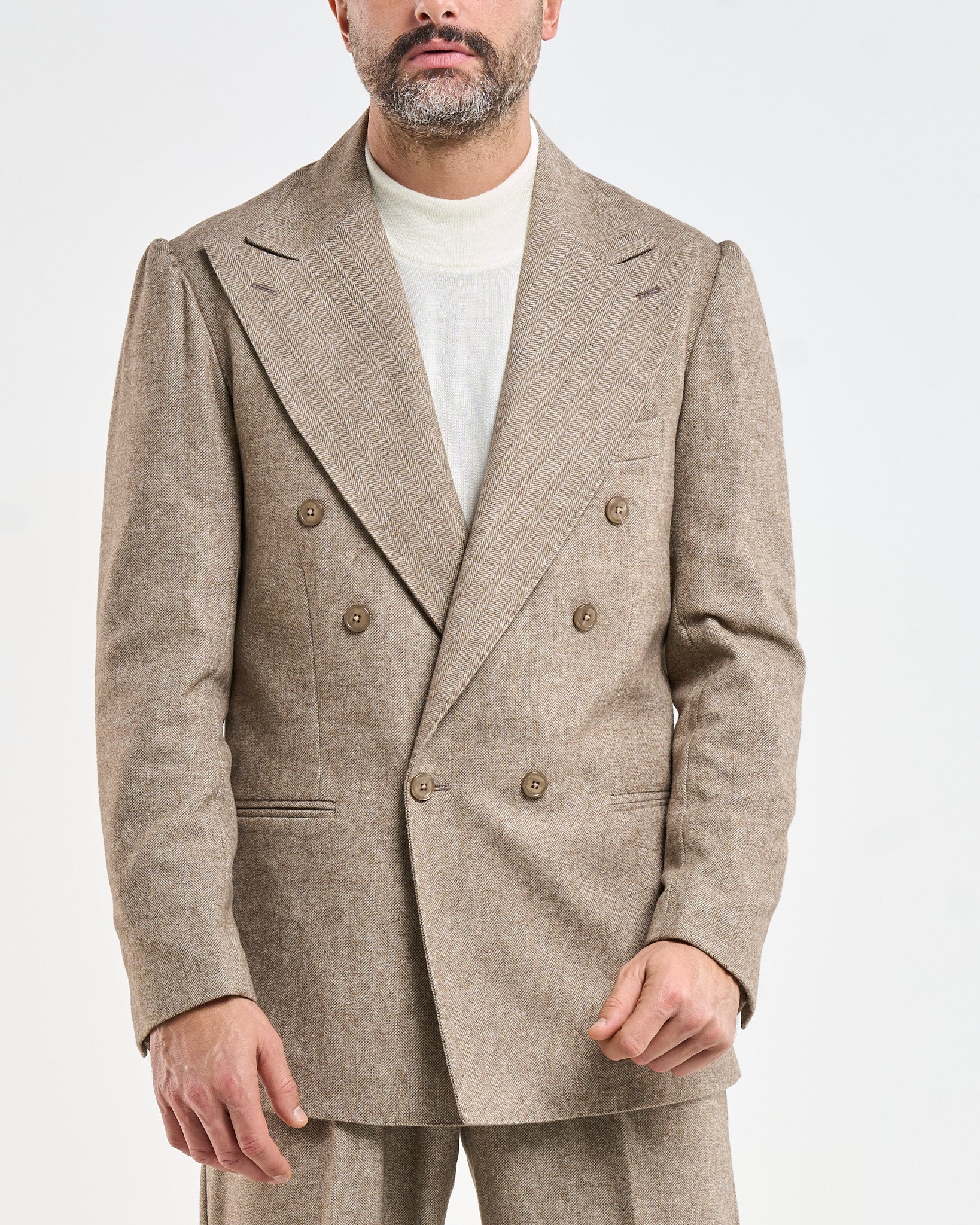 Giacca Jocket in Flanella Spigata Beige St. Moritz