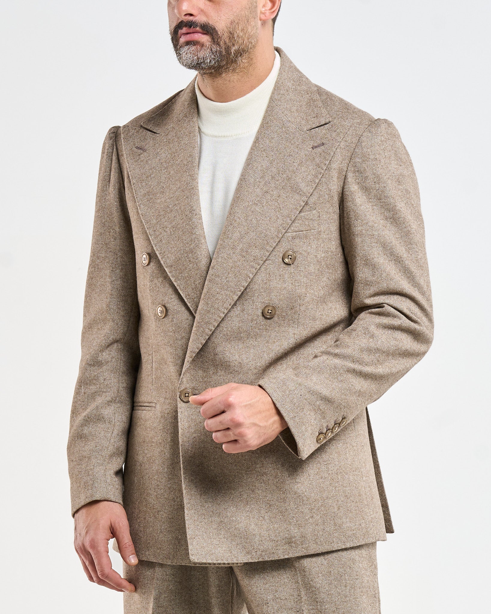 Giacca Jocket in Flanella Spigata Beige St. Moritz