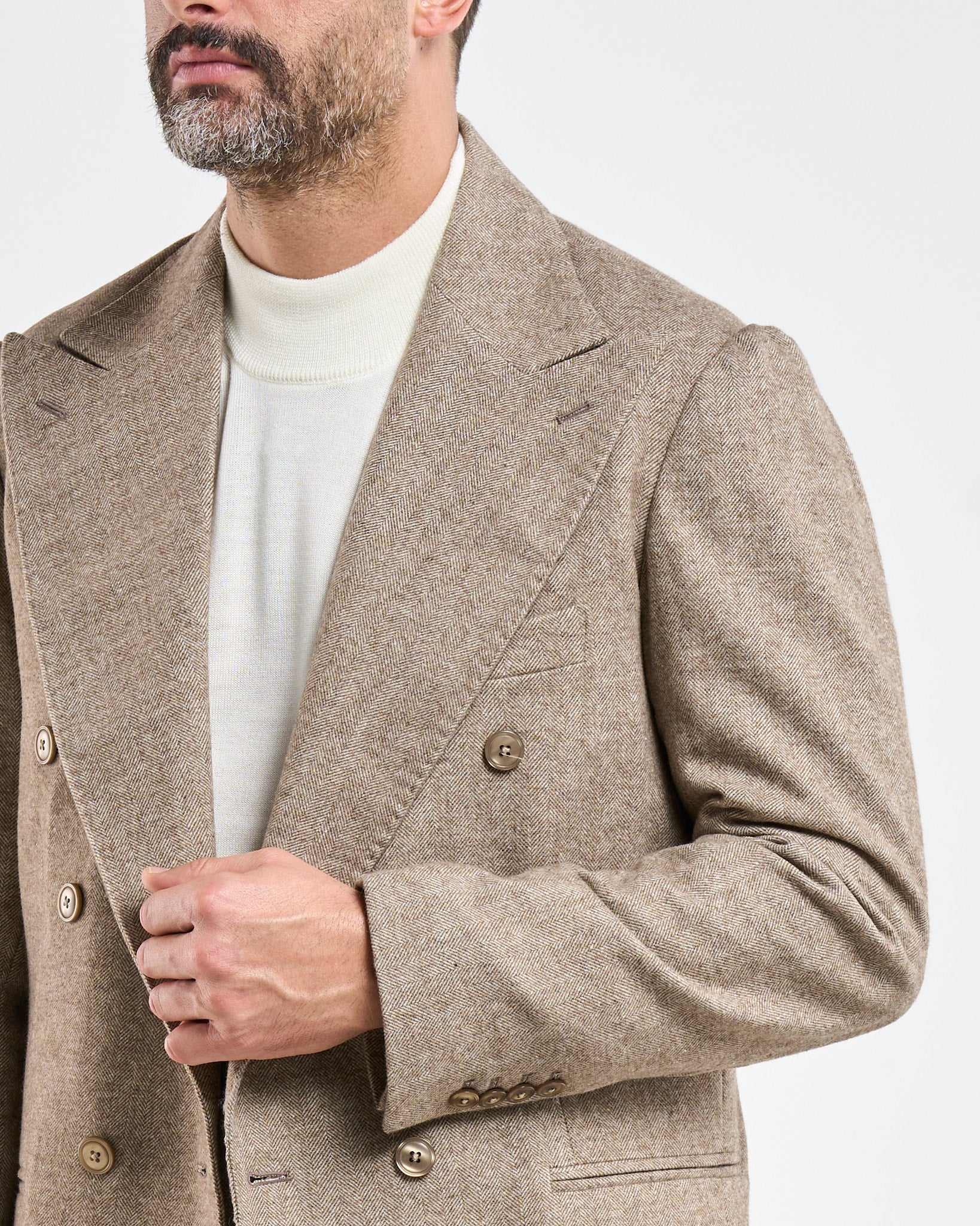 Abitoin in Flanella Spigata Beige St. Moritz