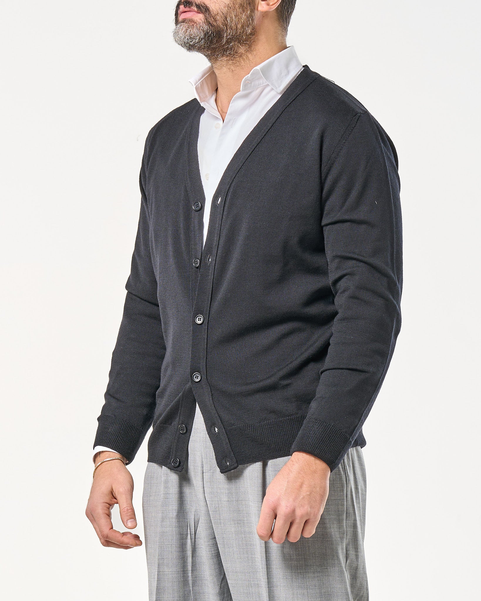 Cardigan in 100% Lana Merinos Nero