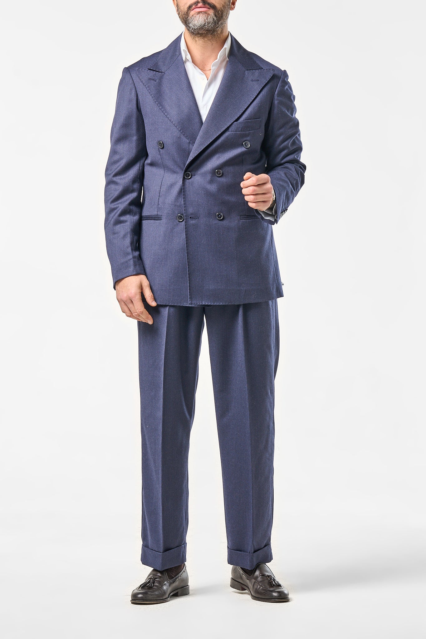 Abito in Lana Foulè Blu Como