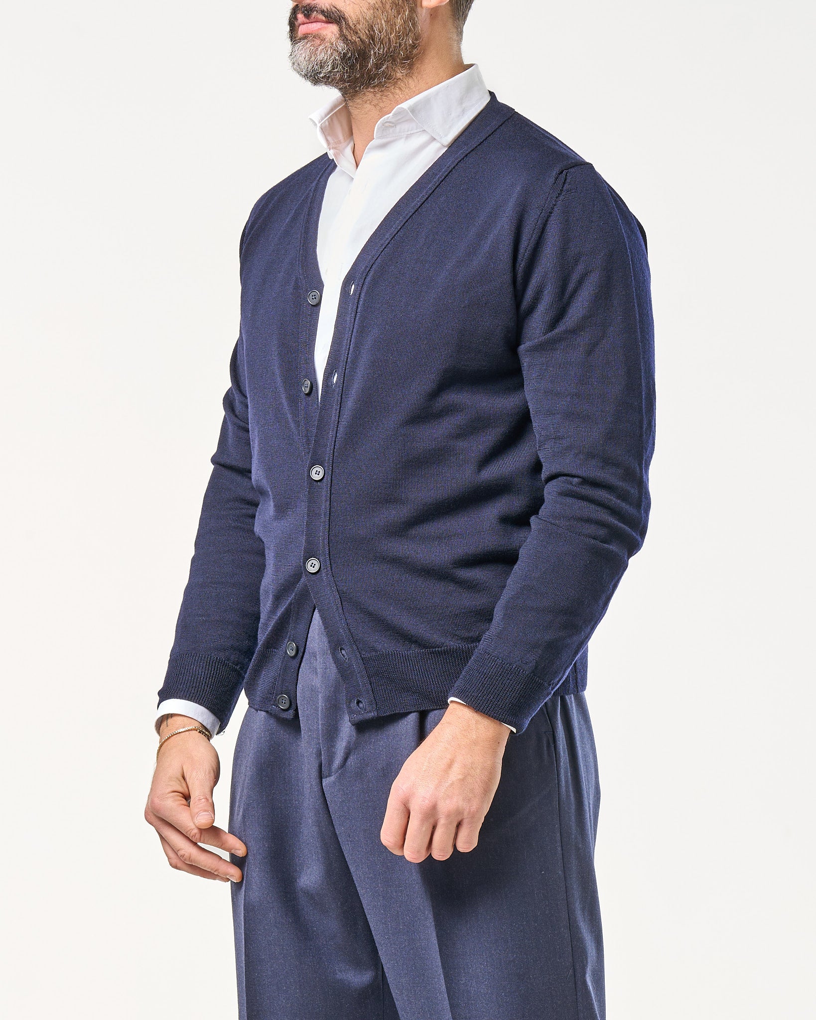 Cárdigan 100% lana merino azul