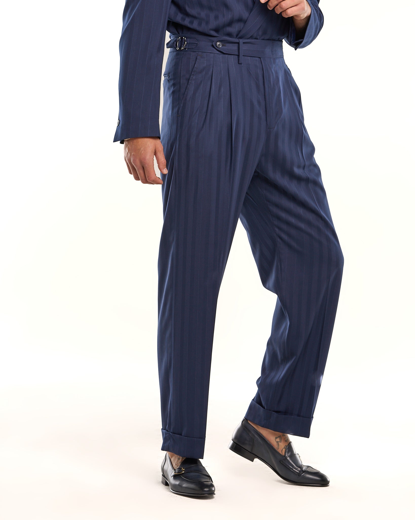 Solaro Wide Stripe Kyoto Blue Shirt Dress