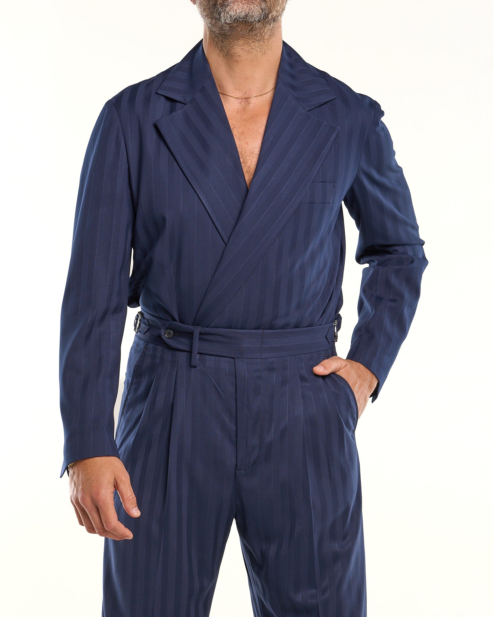 Chaqueta camisera cruzada azul Nápoles
