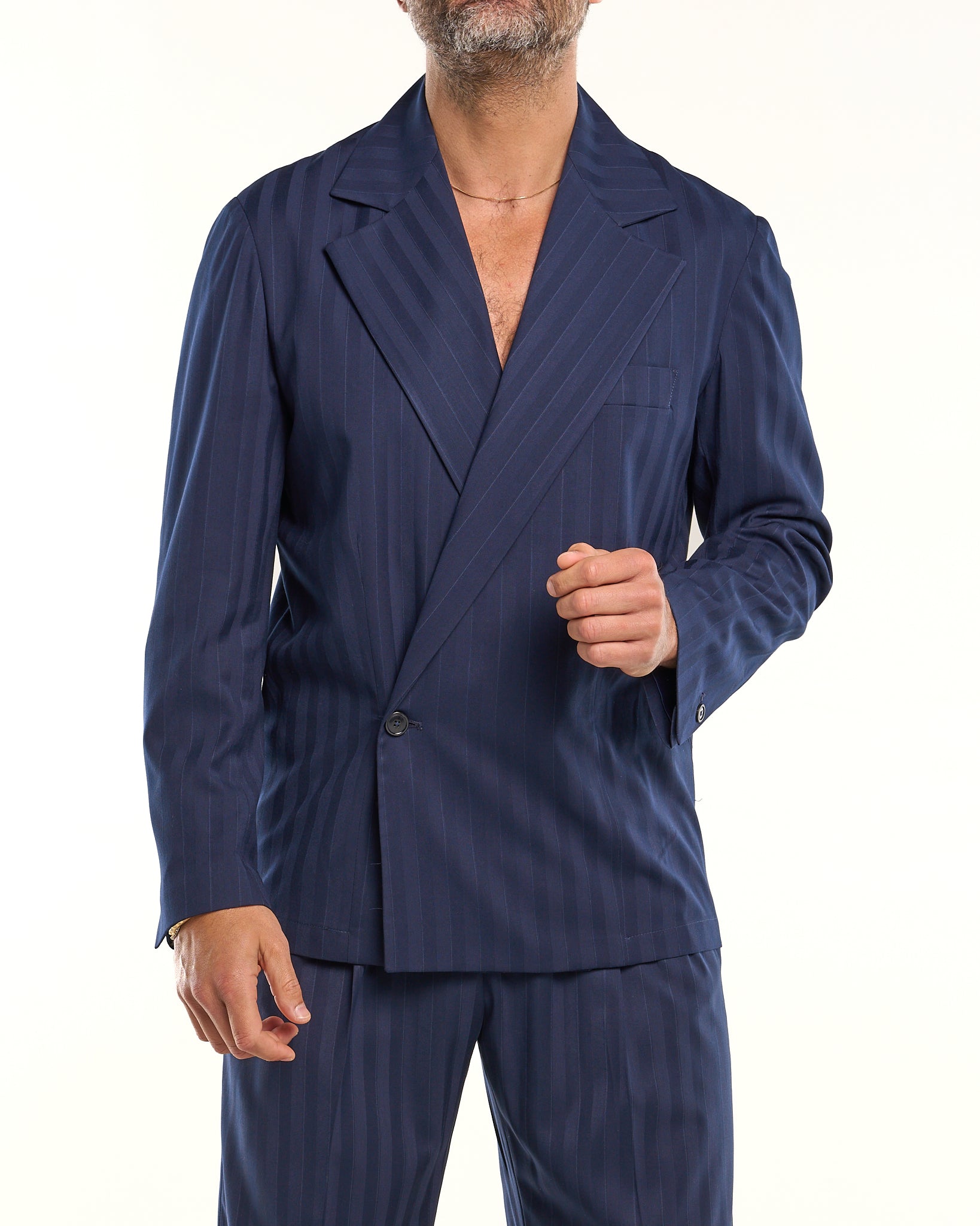 Chaqueta camisera cruzada azul Nápoles