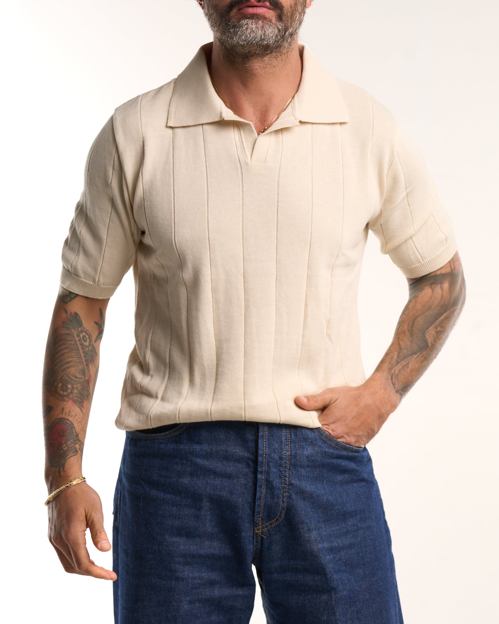 Henley Knit Blue Sweater