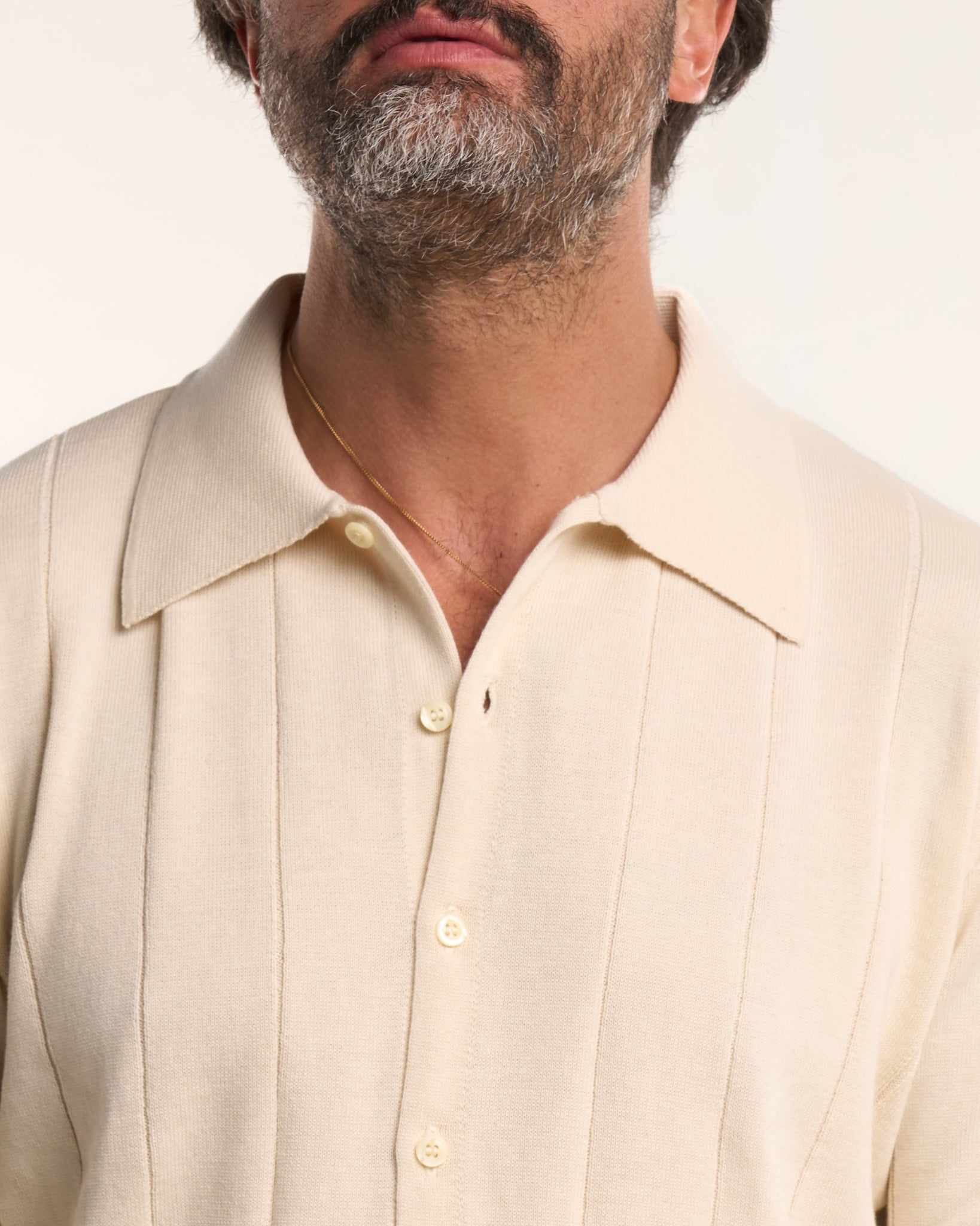 Polo Camicia a Coste Panna