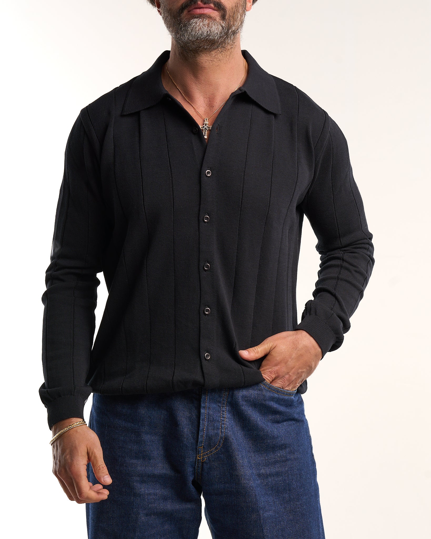 Henley Knit Blue Sweater