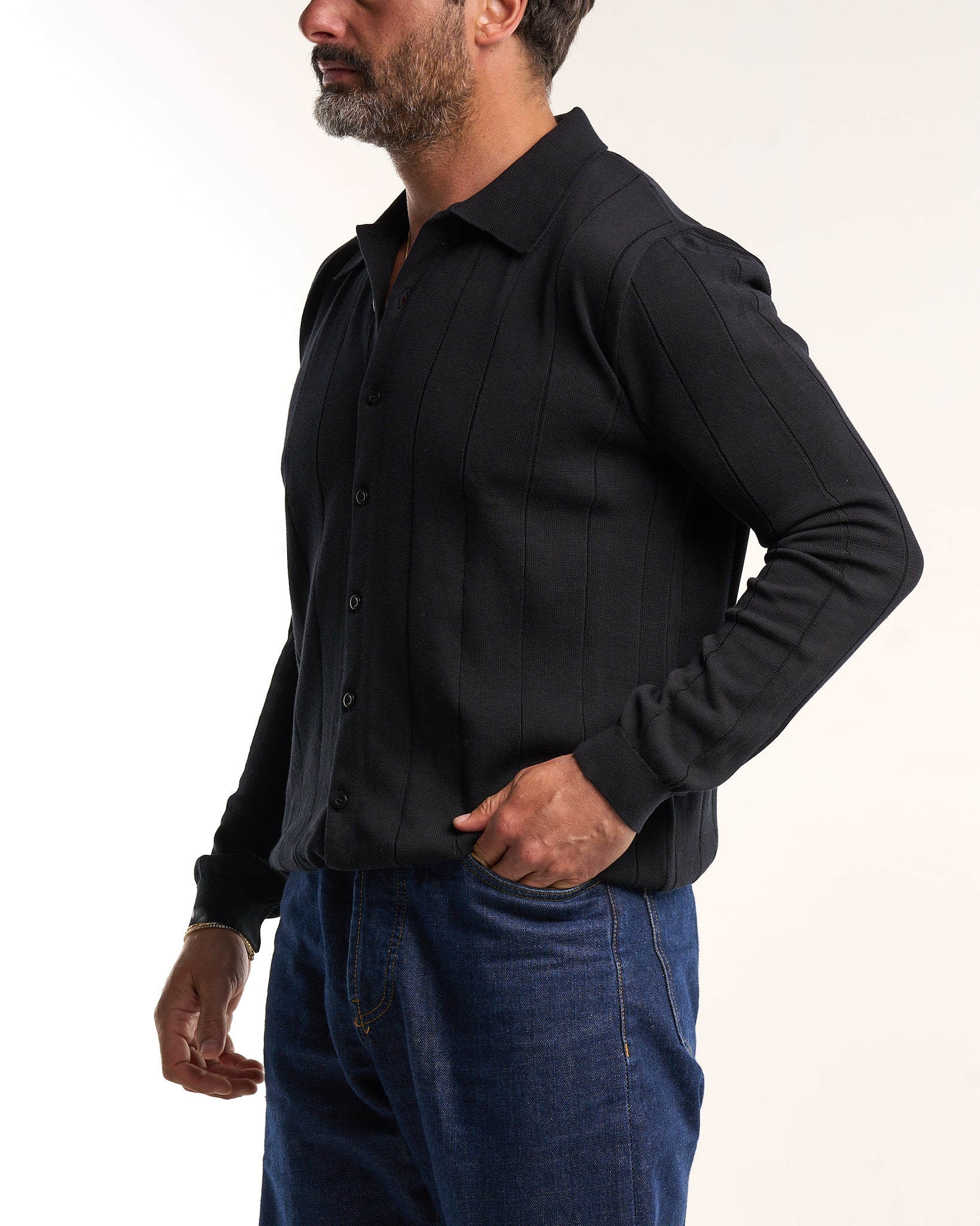 Henley Knit Blue Sweater
